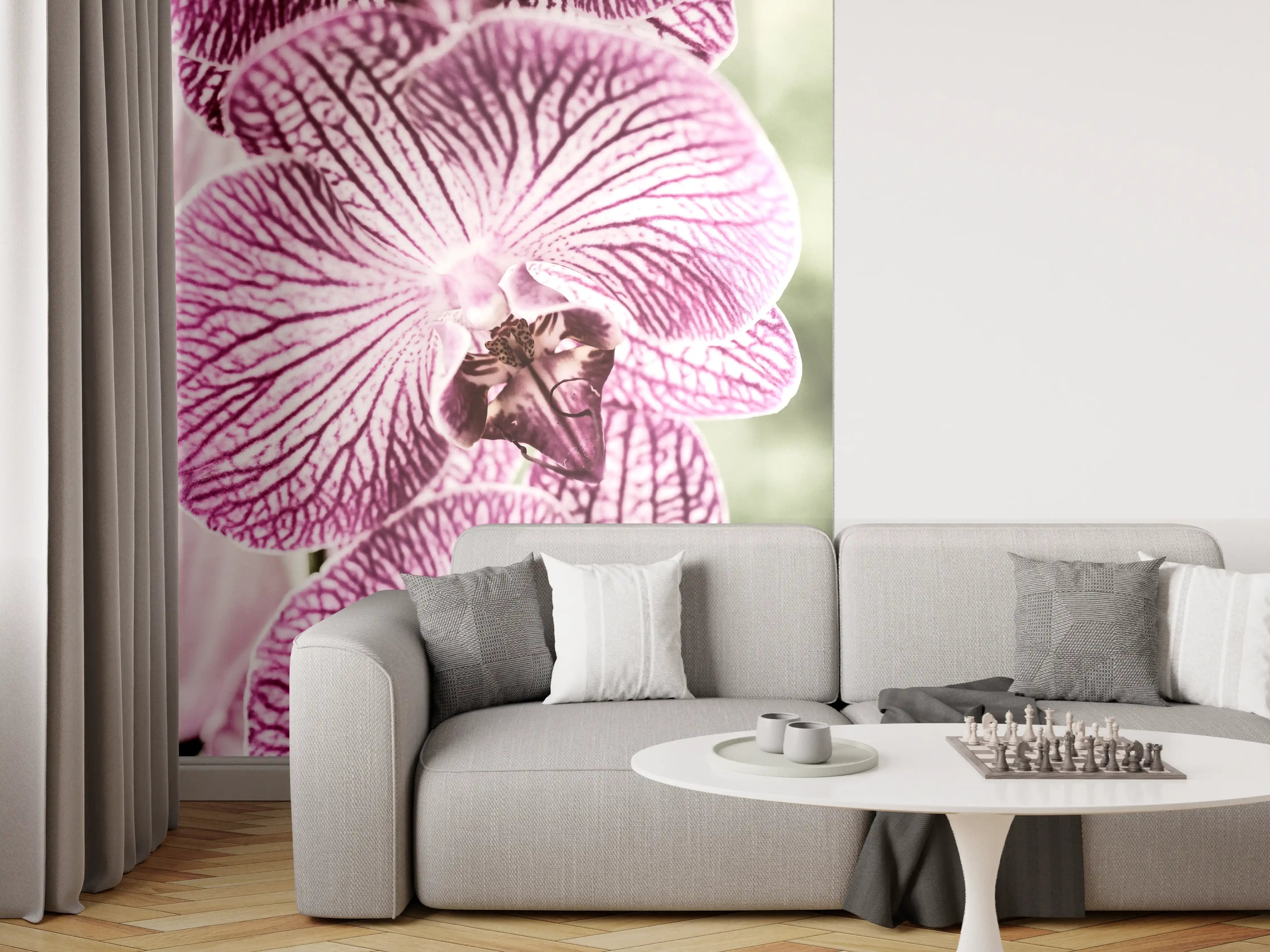 Wandverkleidung Wohnzimmer - Blumenstrauß in sanften Rosa- und Lilatönen