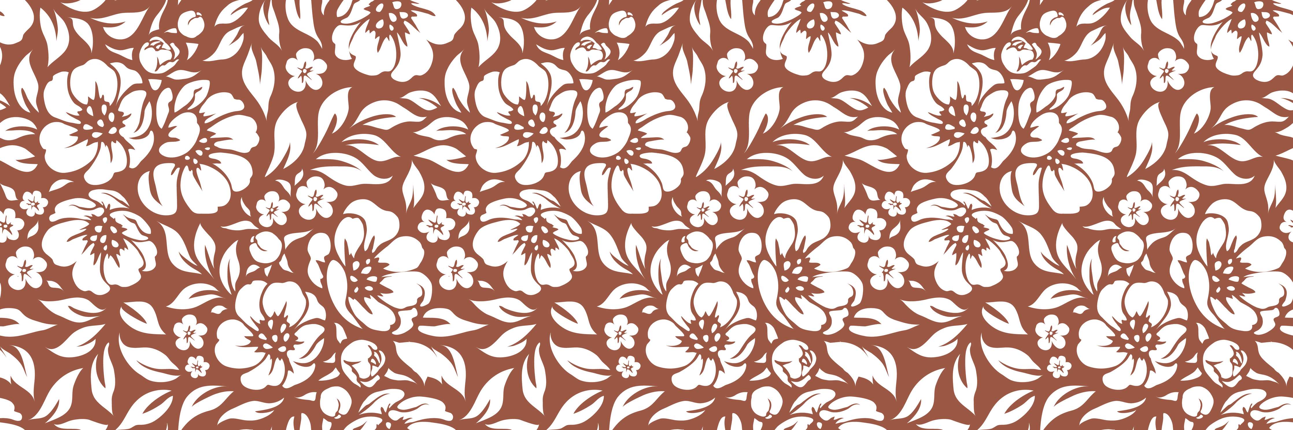 Wandverkleidung Wohnzimmer-Blumentapete mit floralen Muster in Braun und Weiß