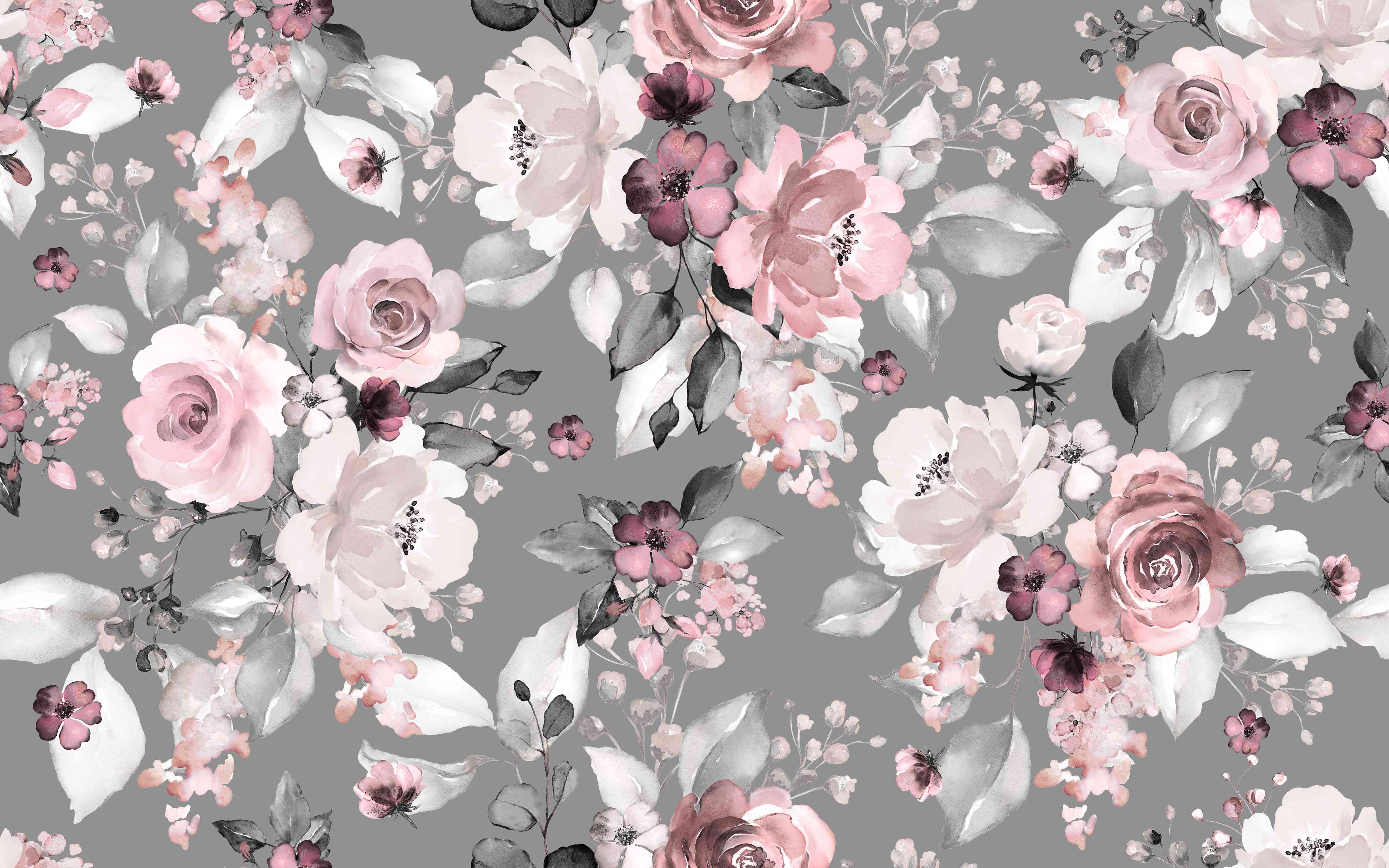 Wandverkleidung Wohnzimmer-Blumiges Muster in zarten Pastellfarben