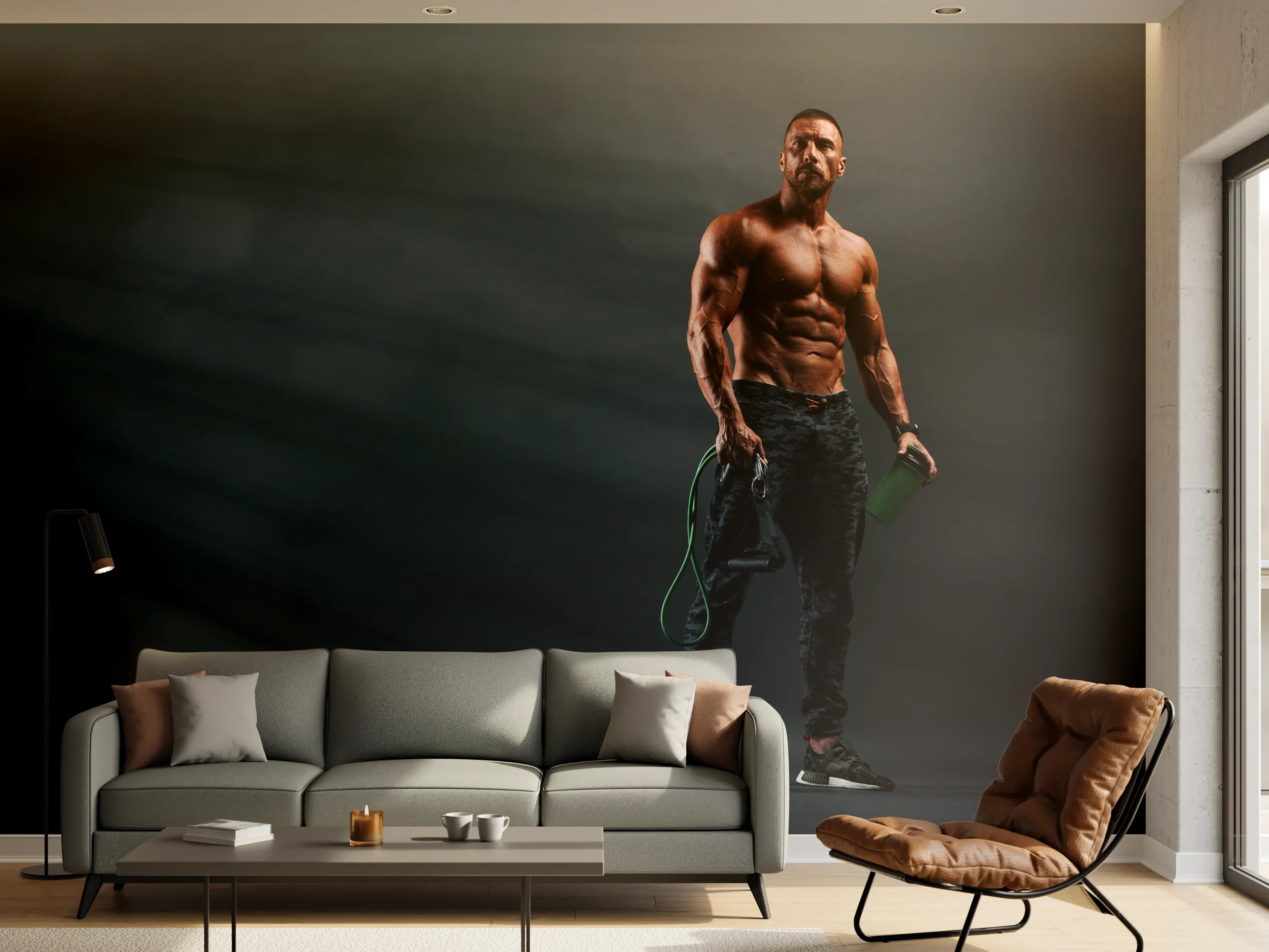Wandverkleidung Wohnzimmer - Bodybuilder - Training