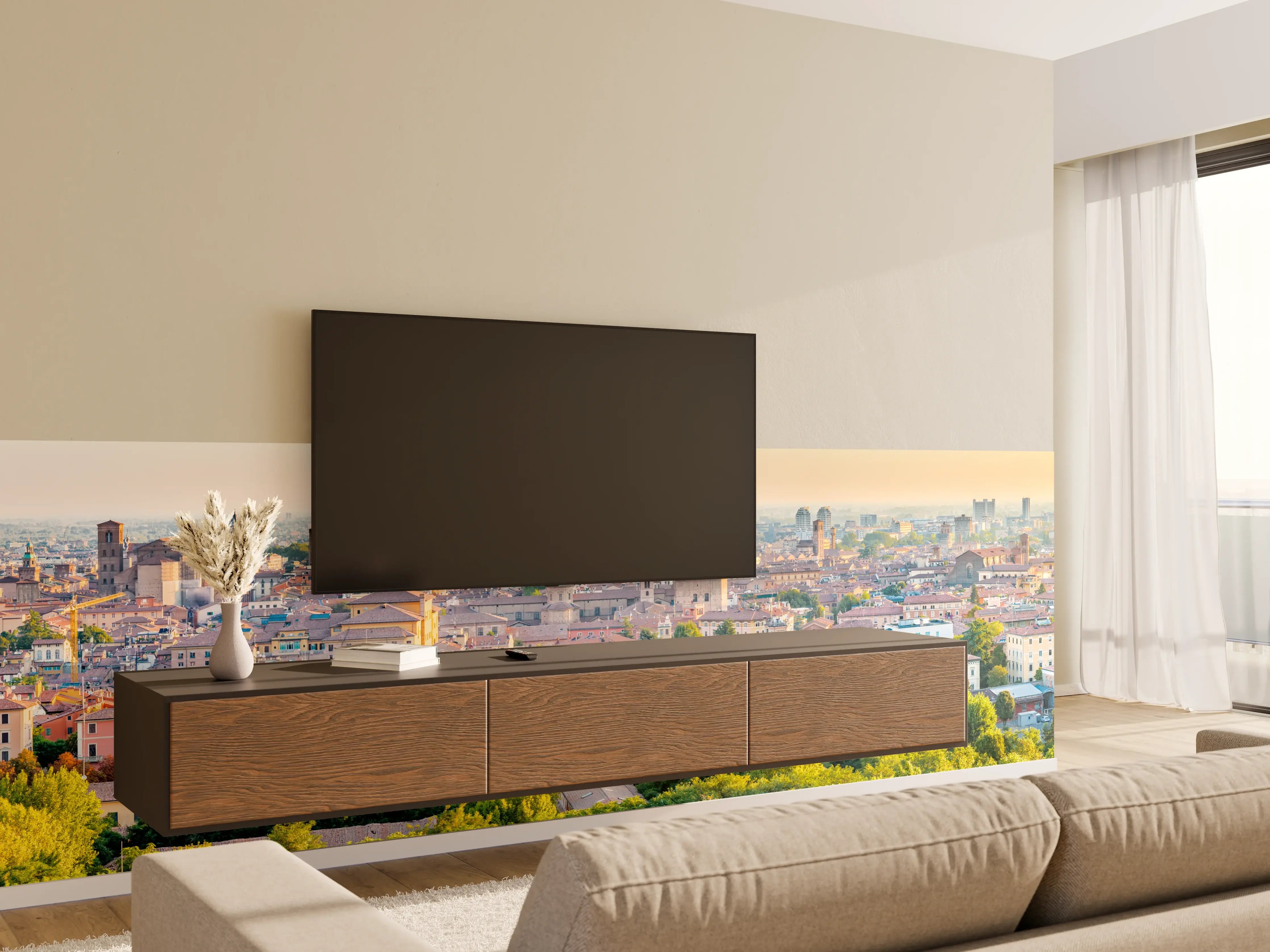 Wandverkleidung Wohnzimmer - Bologna Dämmerung Dachlandschaft