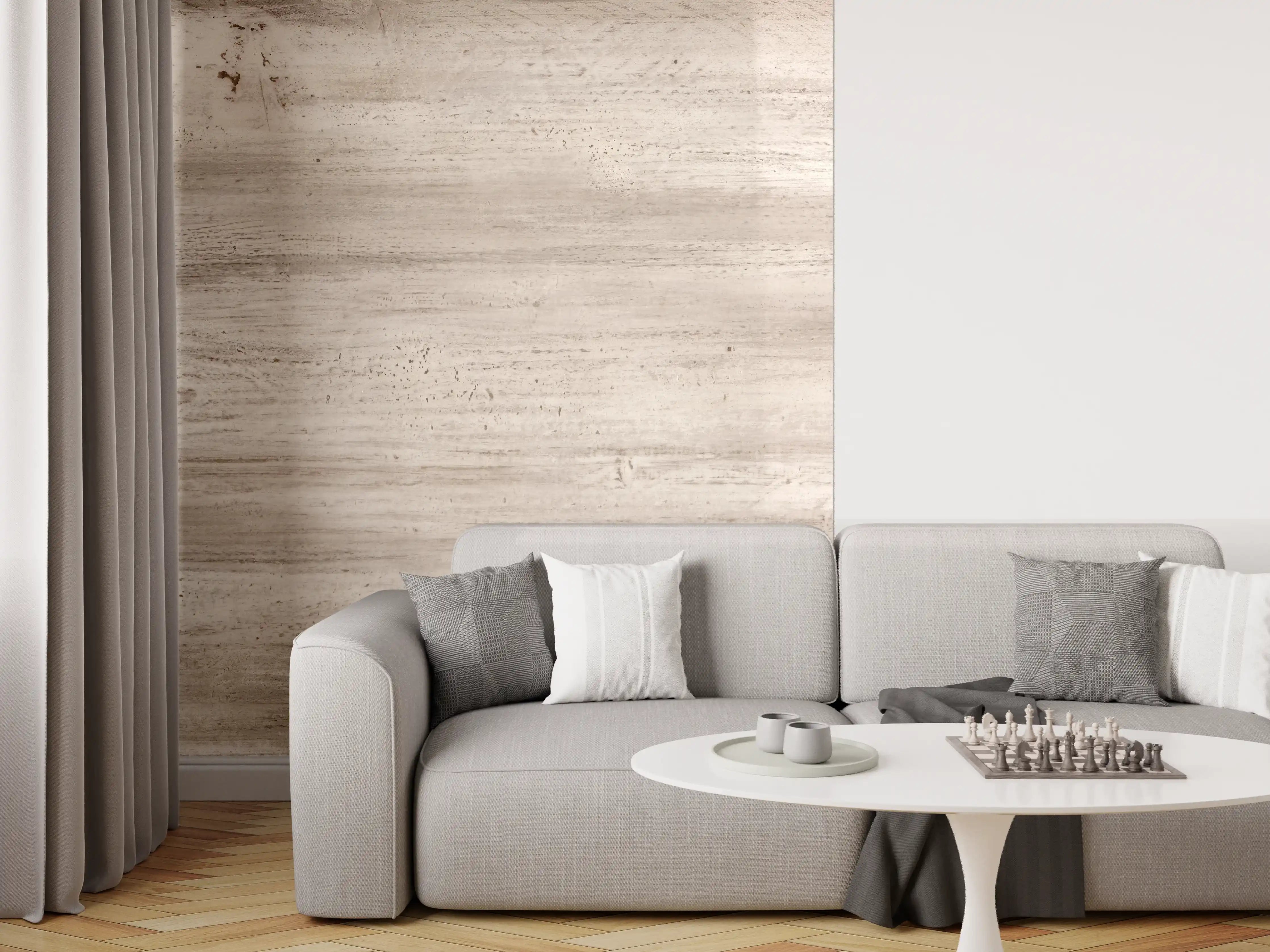 Wandverkleidung Wohnzimmer - Bräunliche alte Holztextur