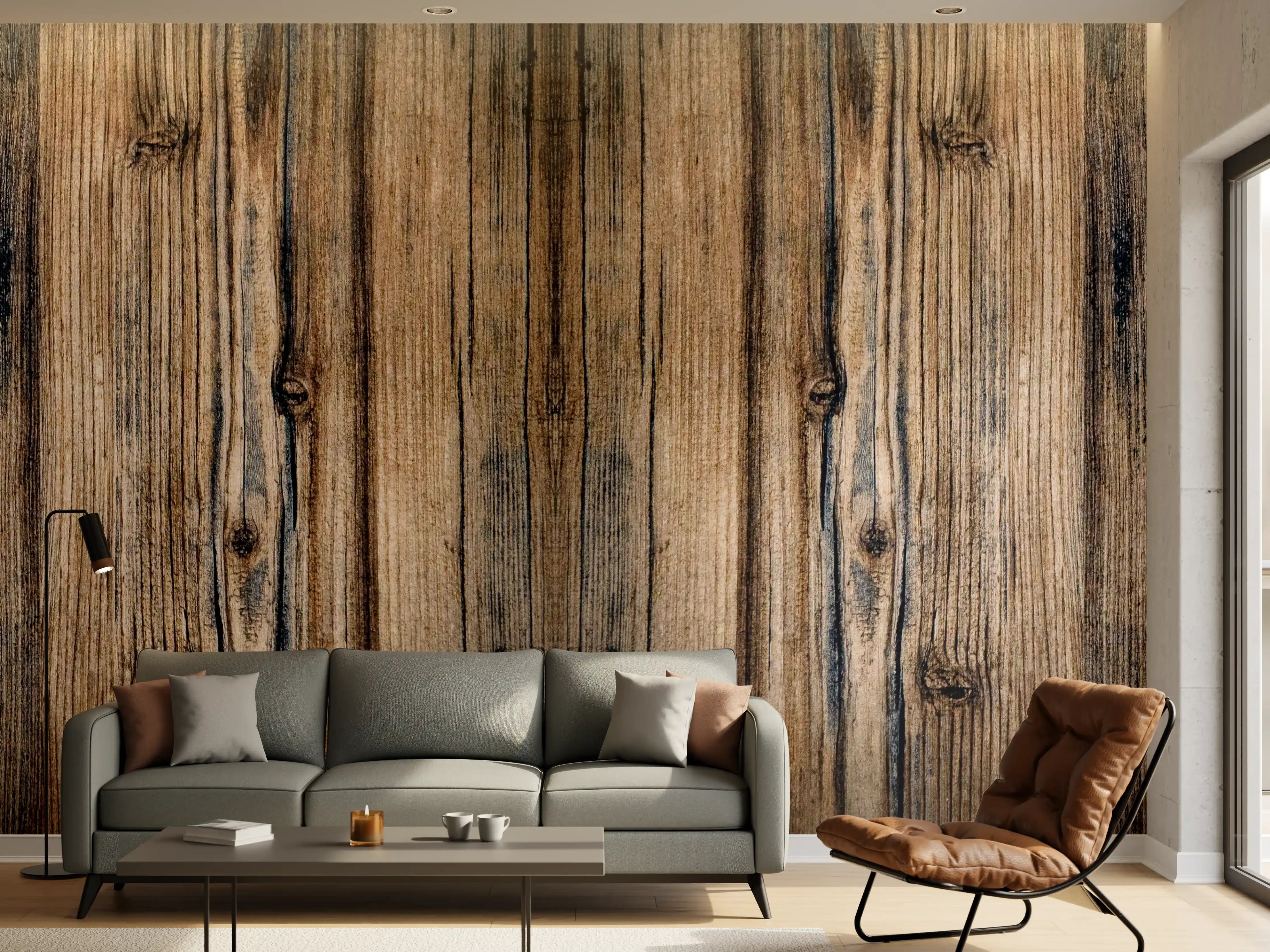 Wandverkleidung Wohnzimmer - Bräunlicher Holz Hintergrund