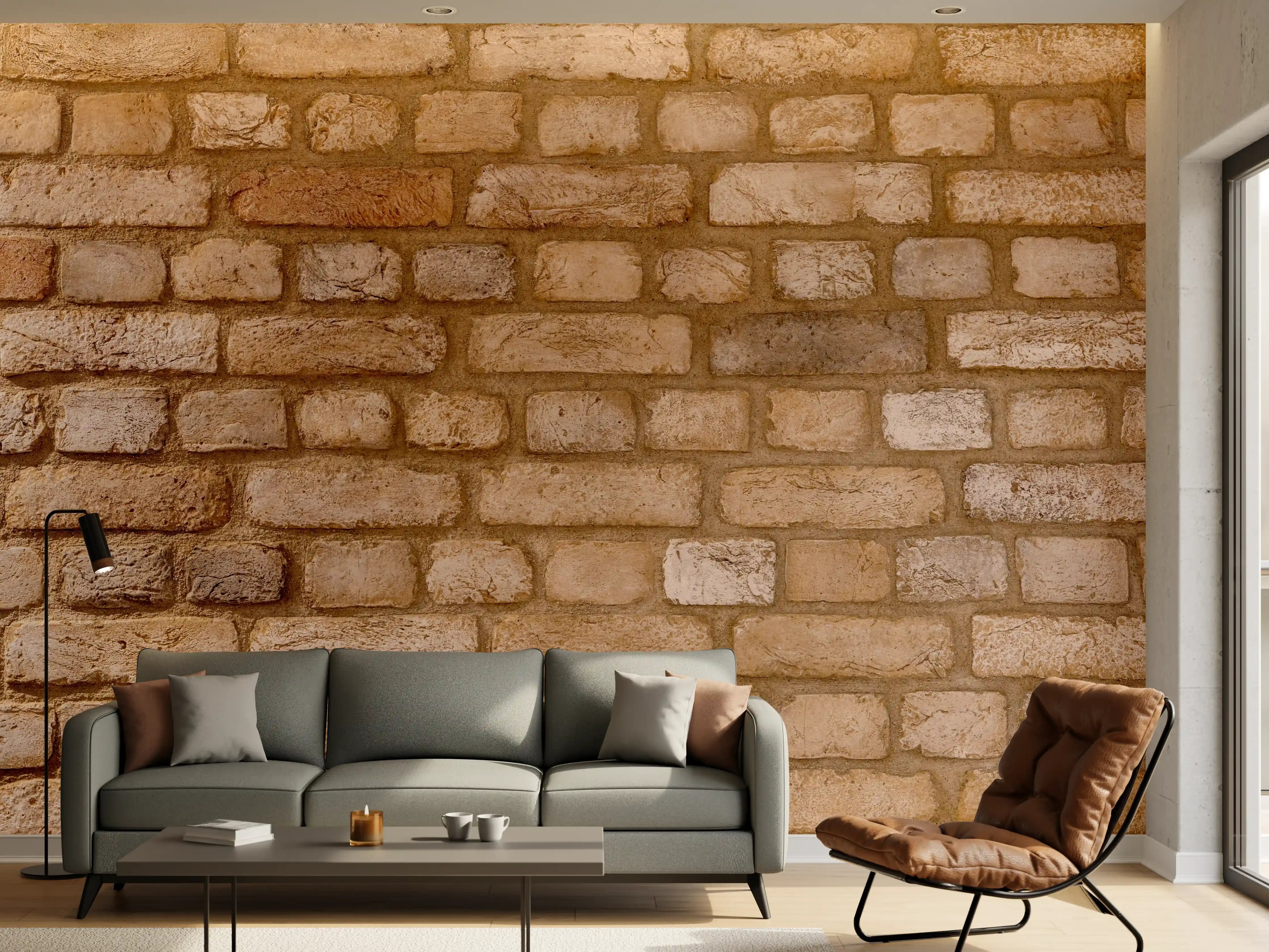 Wandverkleidung Wohnzimmer - Braune Backsteinmauer Textur