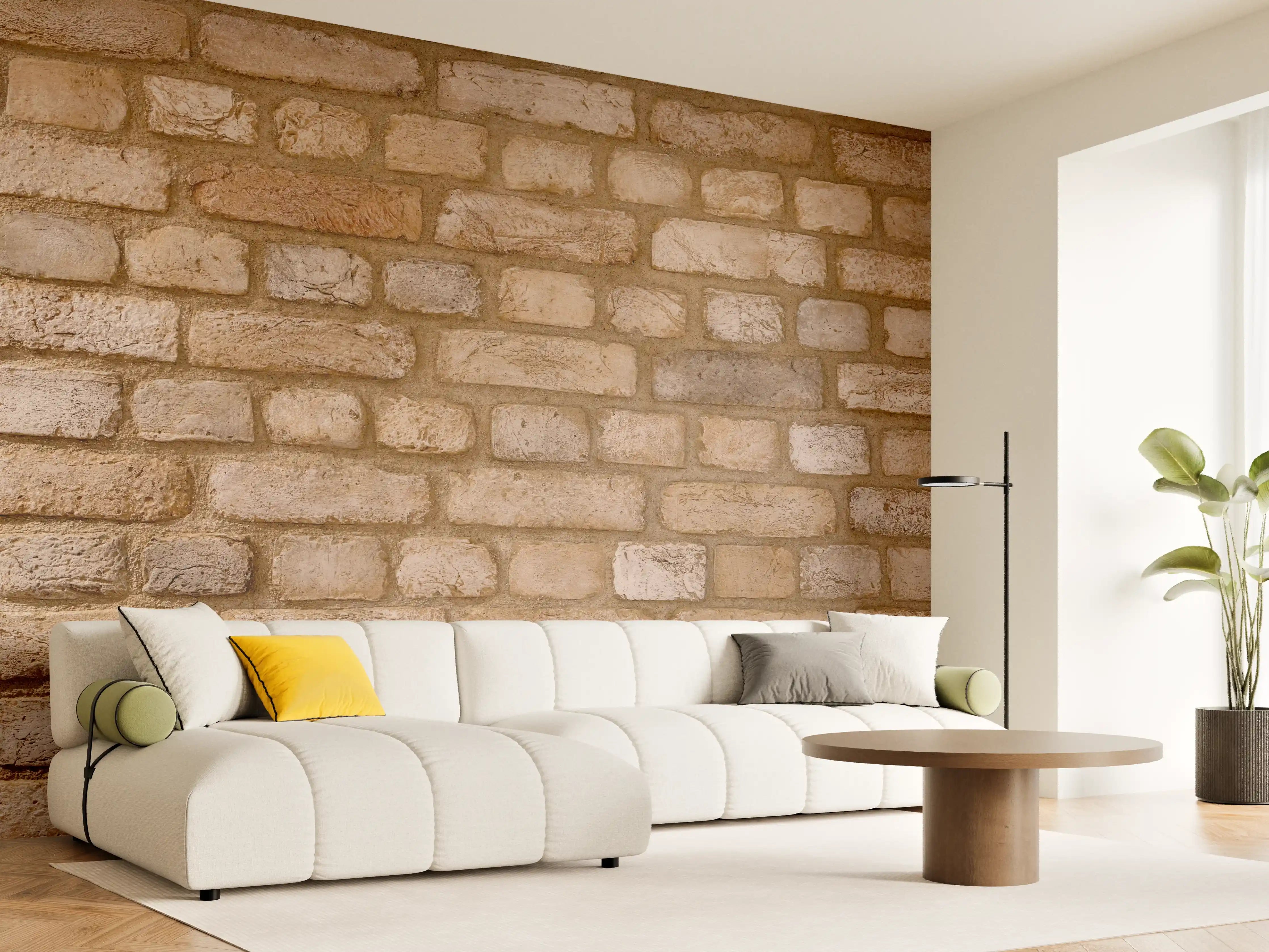 Wandverkleidung Wohnzimmer - Braune Backsteinmauer Textur