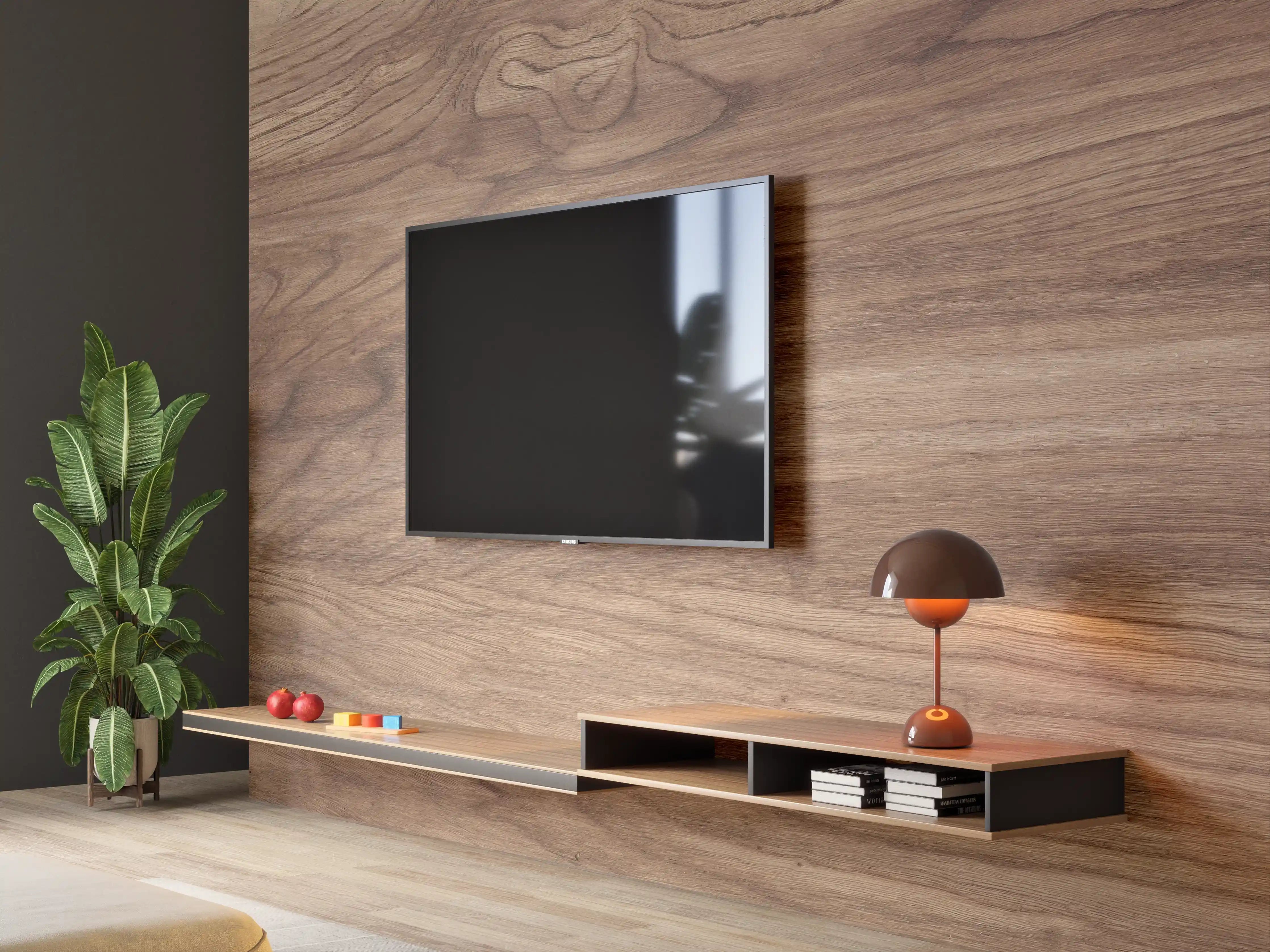Wandverkleidung Wohnzimmer - Braune Holz Textur mit Muster