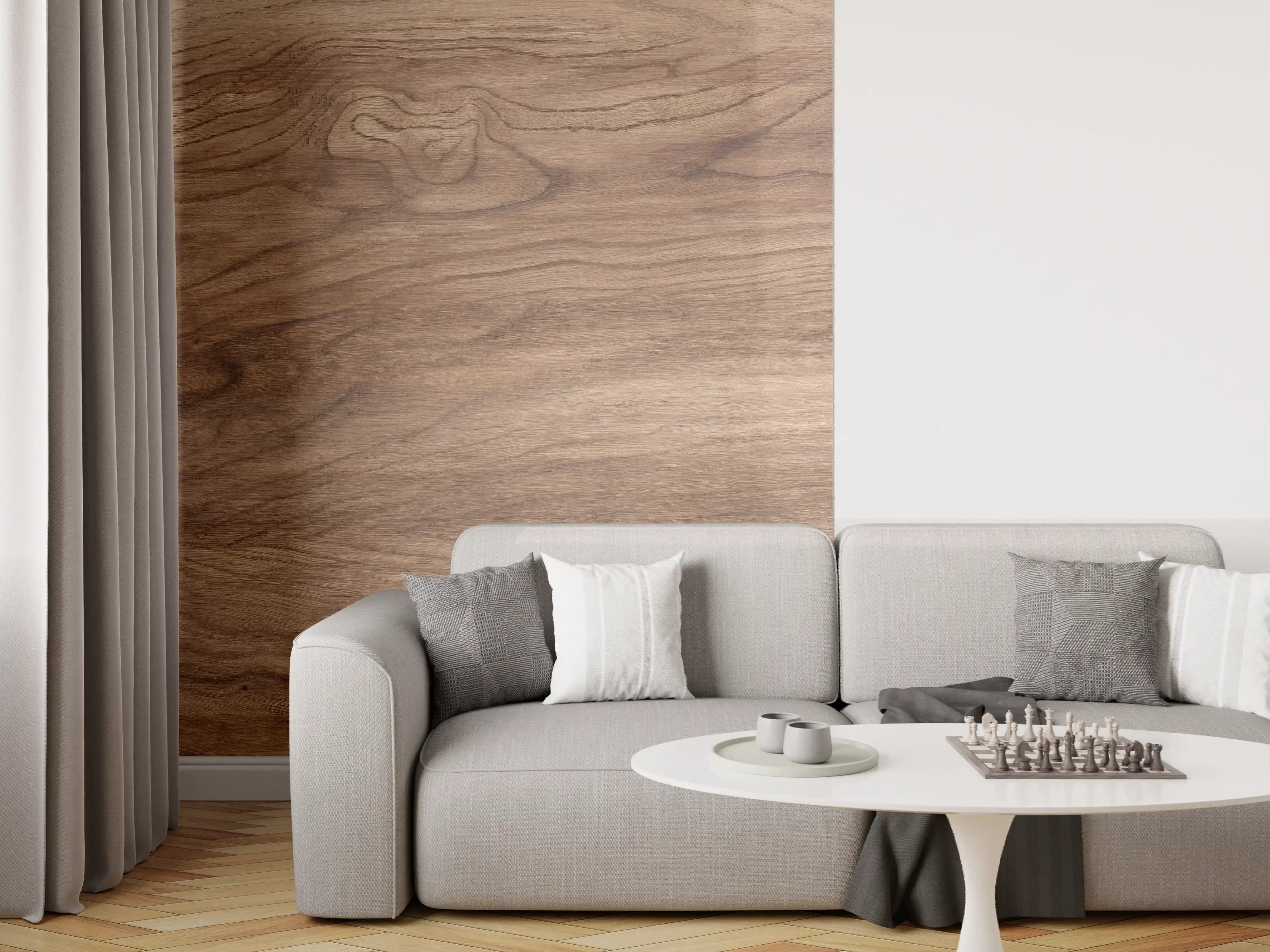 Wandverkleidung Wohnzimmer - Braune Holz Textur mit Muster