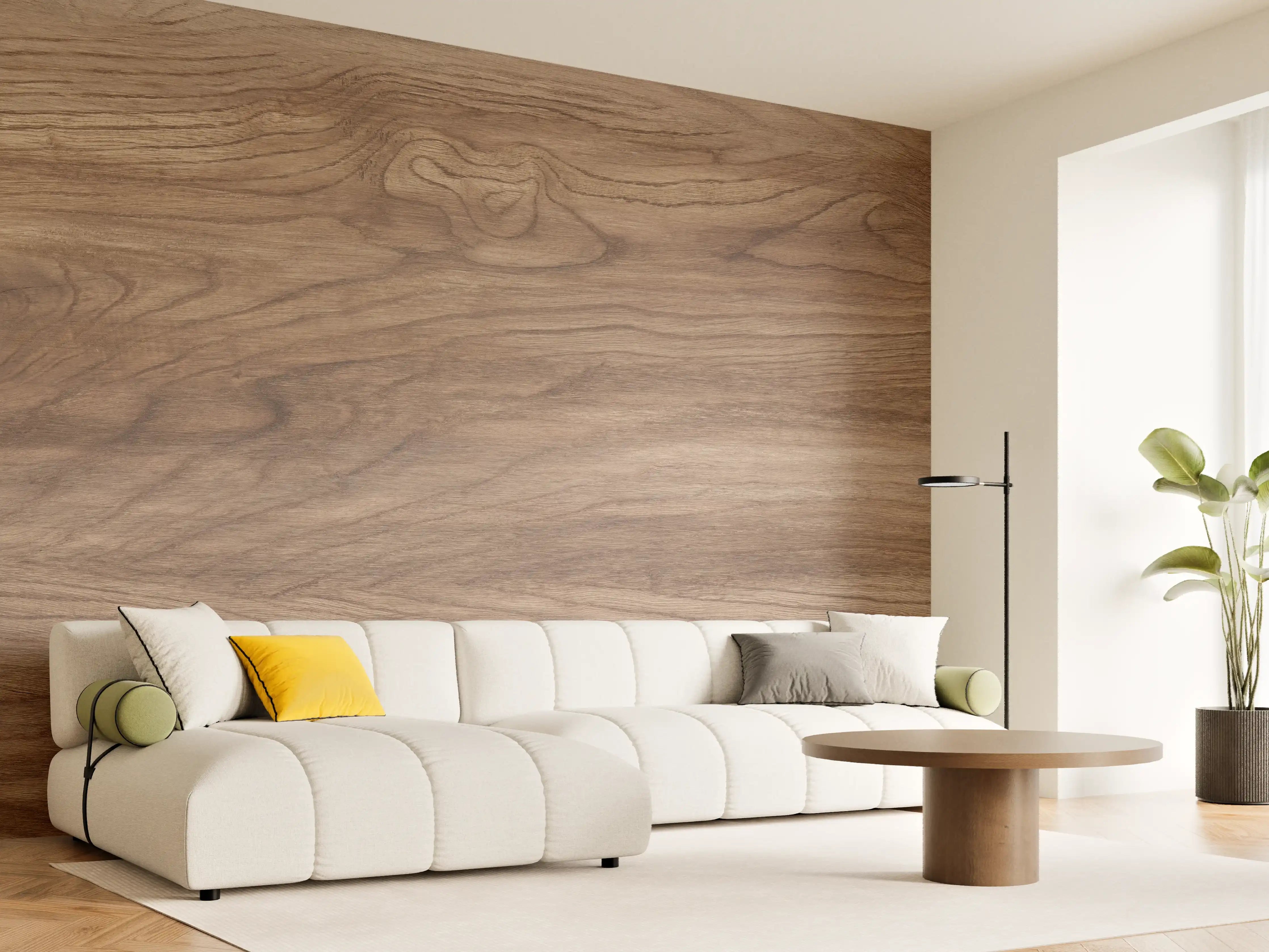 Wandverkleidung Wohnzimmer - Braune Holz Textur mit Muster