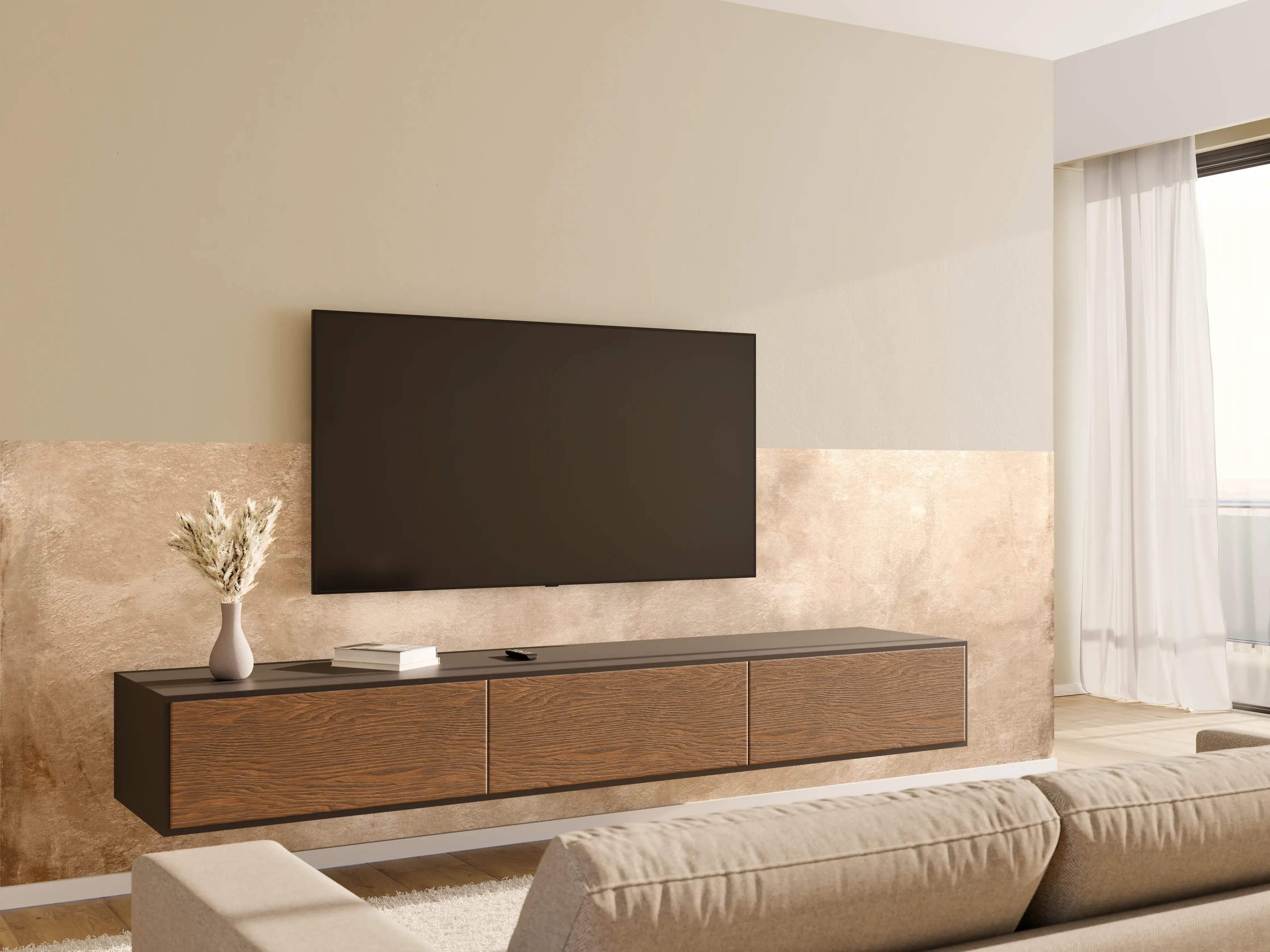 Wandverkleidung Wohnzimmer - Braune antike Zementwand