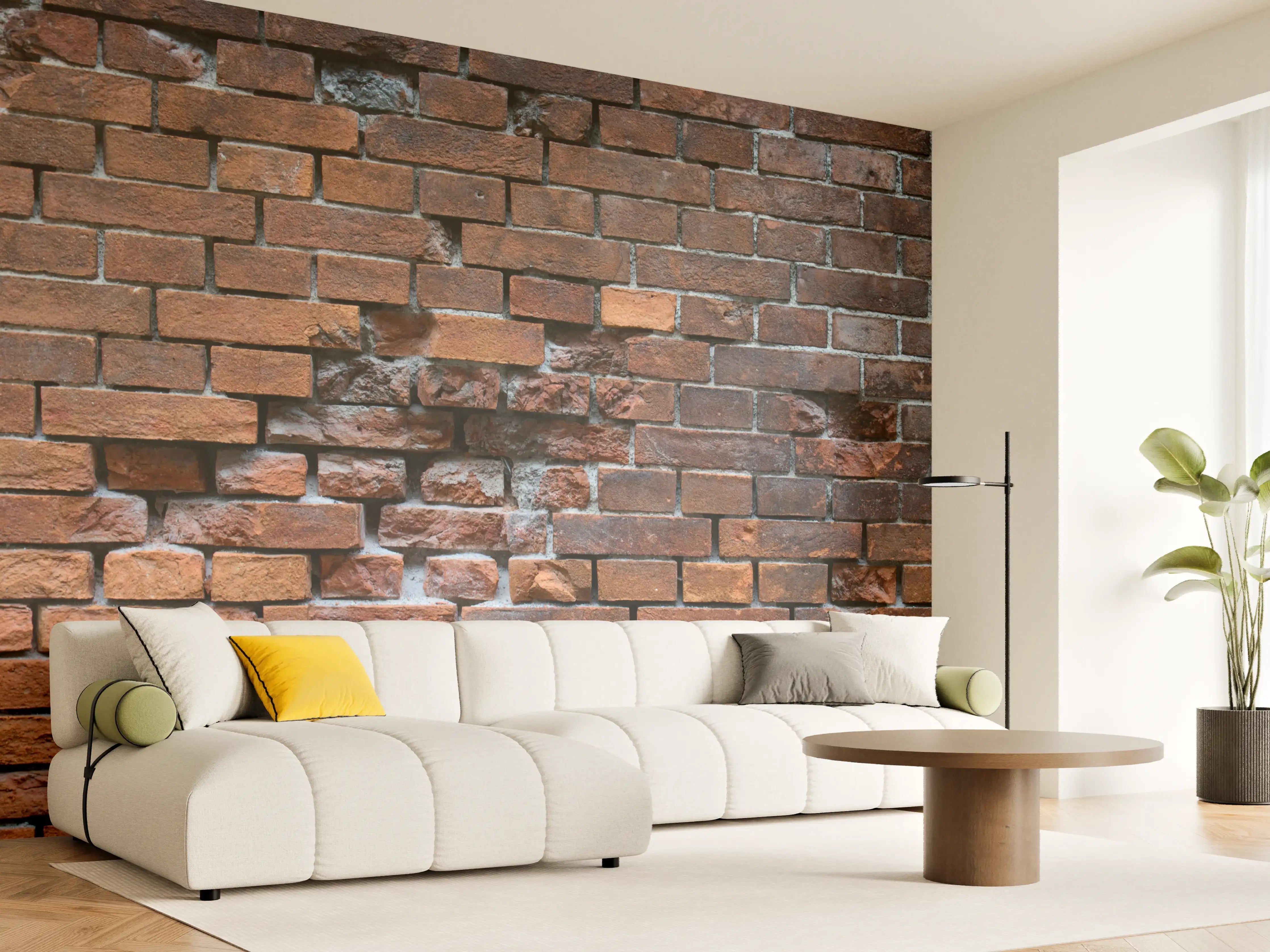 Wandverkleidung Wohnzimmer - Braune kaputte Ziegelsteinwand