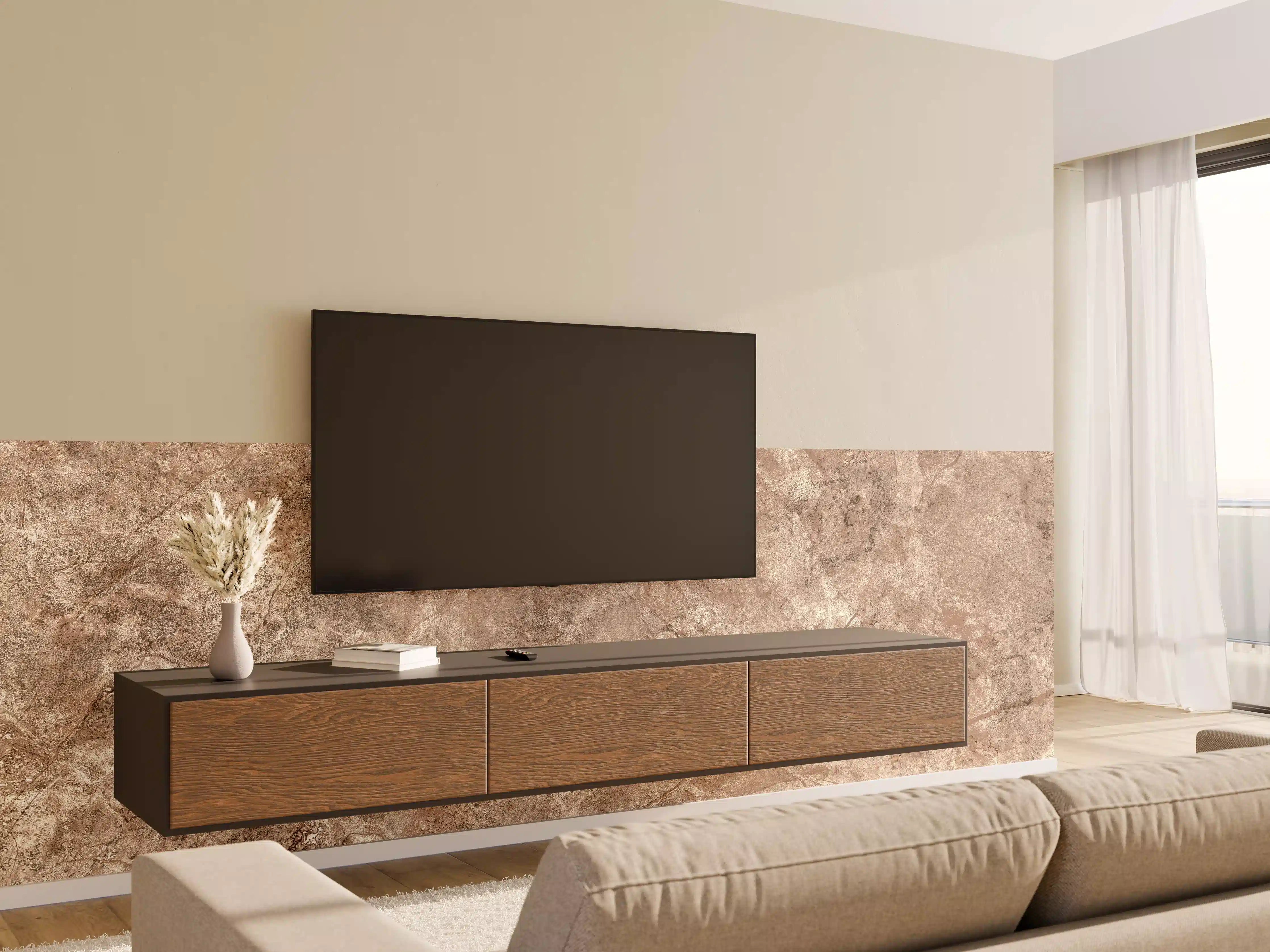 Wandverkleidung Wohnzimmer - Brauner alter Sandstein 1
