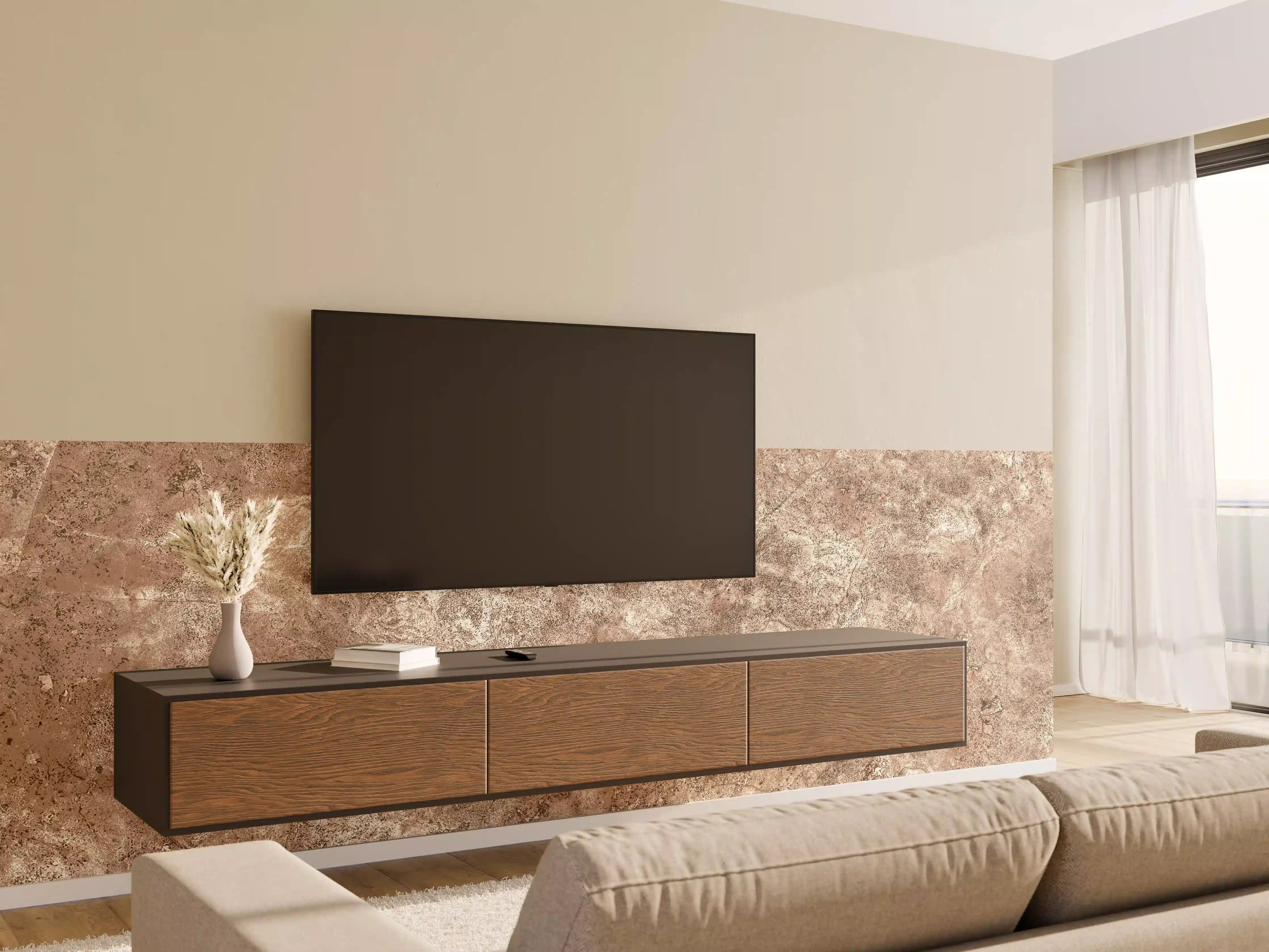 Wandverkleidung Wohnzimmer - Brauner alter Sandstein 2