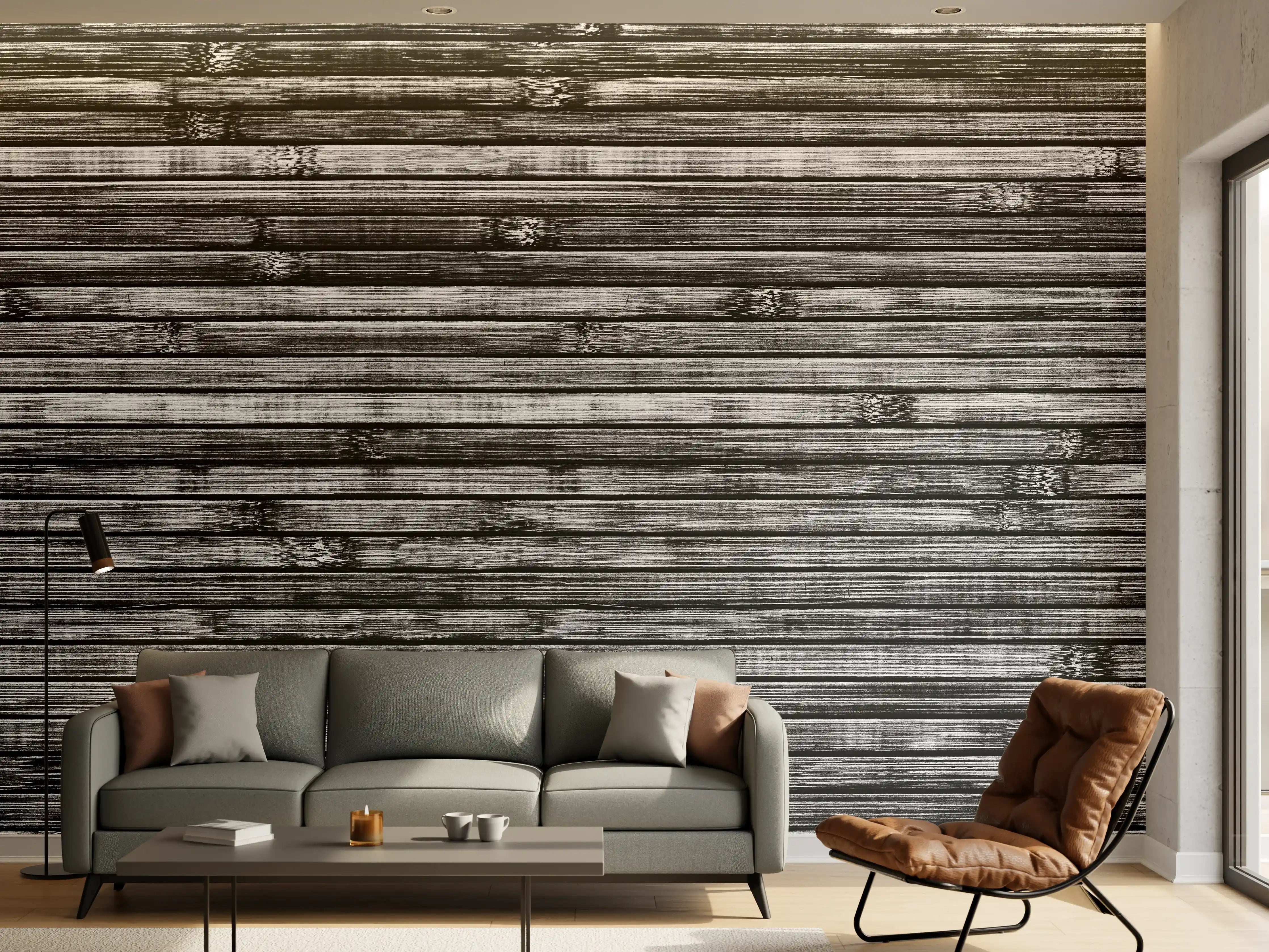 Wandverkleidung Wohnzimmer - Breite schwarze und weiße hölzerne Hintergrund