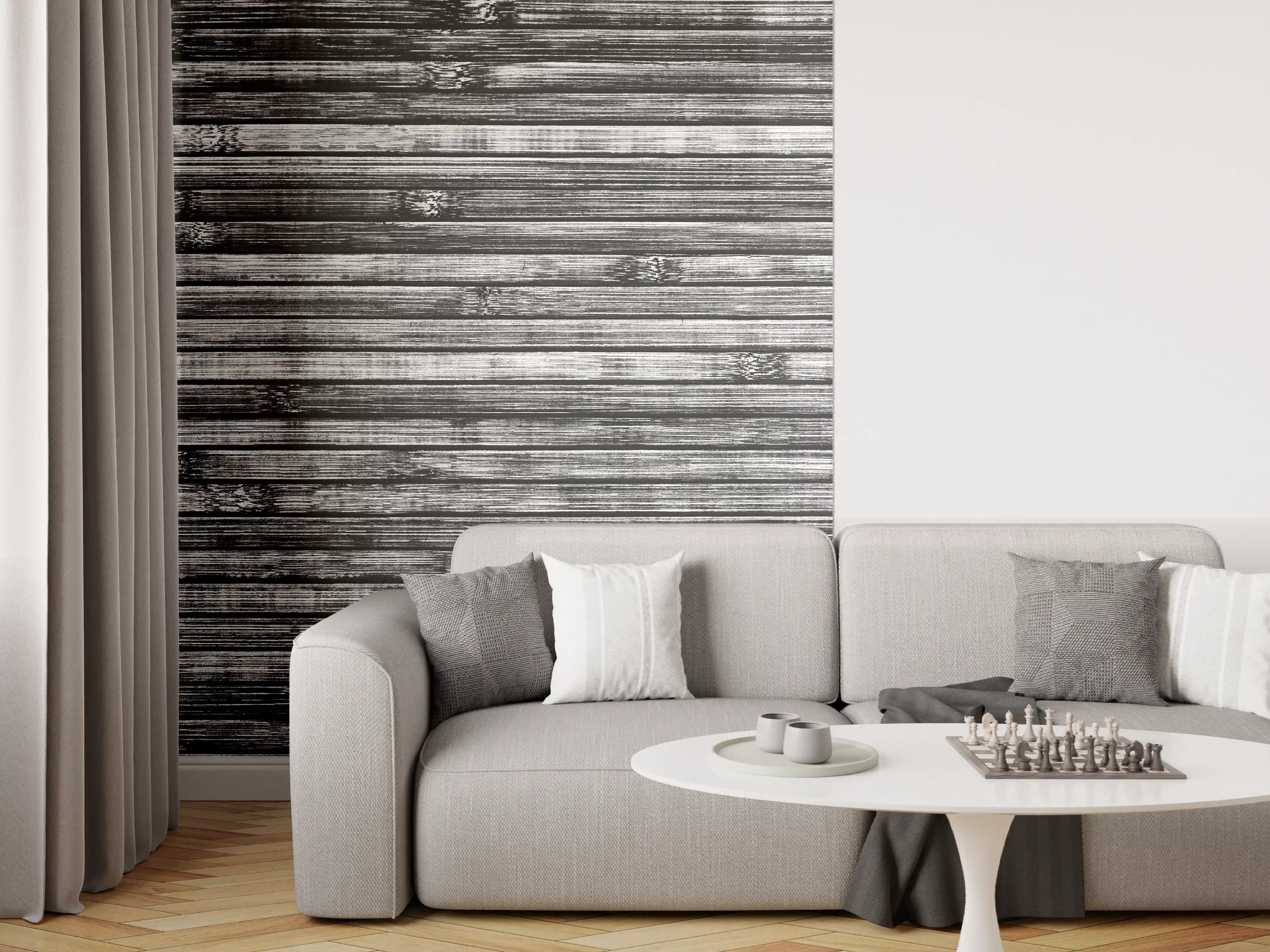Wandverkleidung Wohnzimmer - Breite schwarze und weiße hölzerne Hintergrund