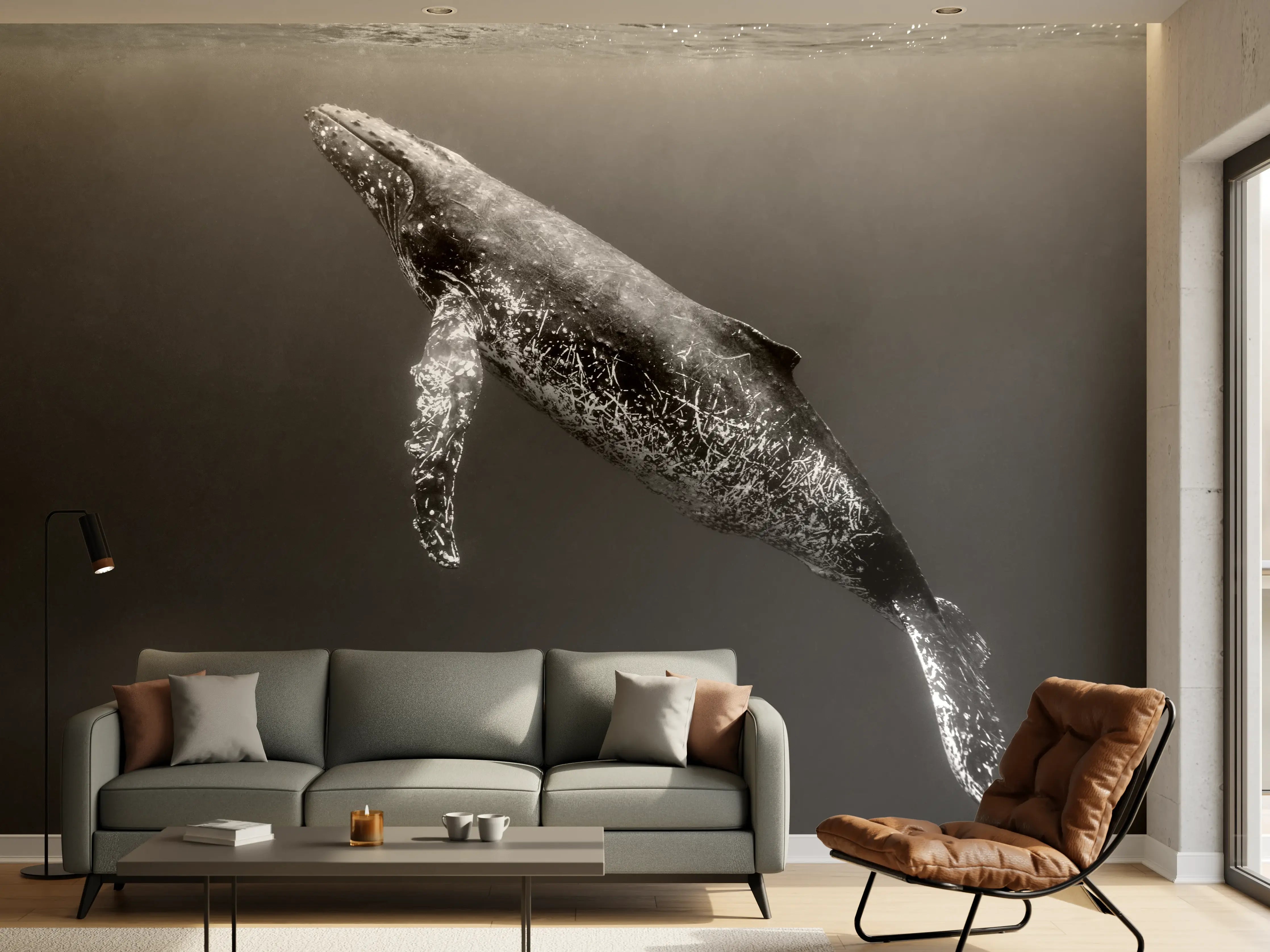 Wandverkleidung Wohnzimmer - Buckelwal