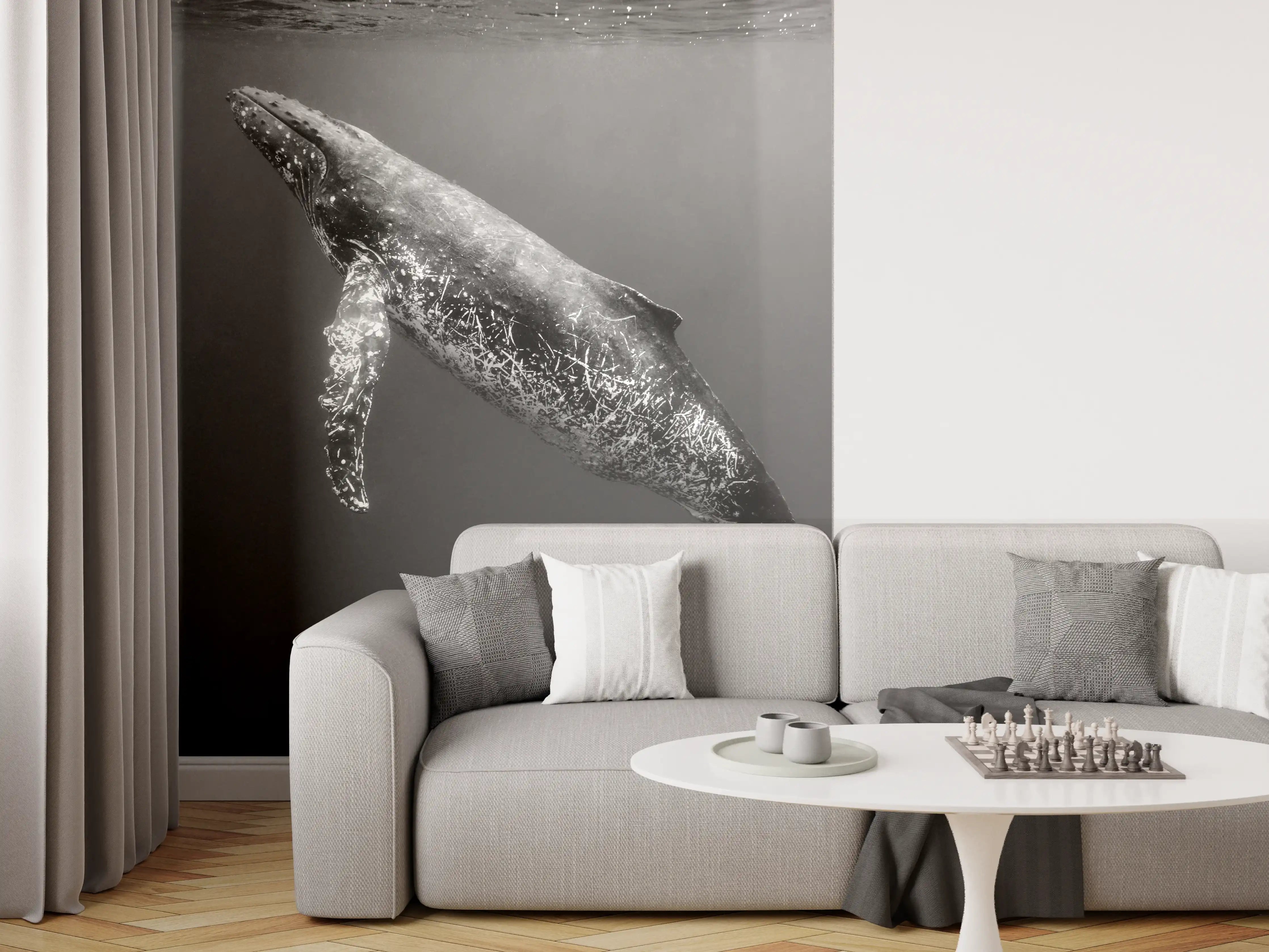Wandverkleidung Wohnzimmer - Buckelwal