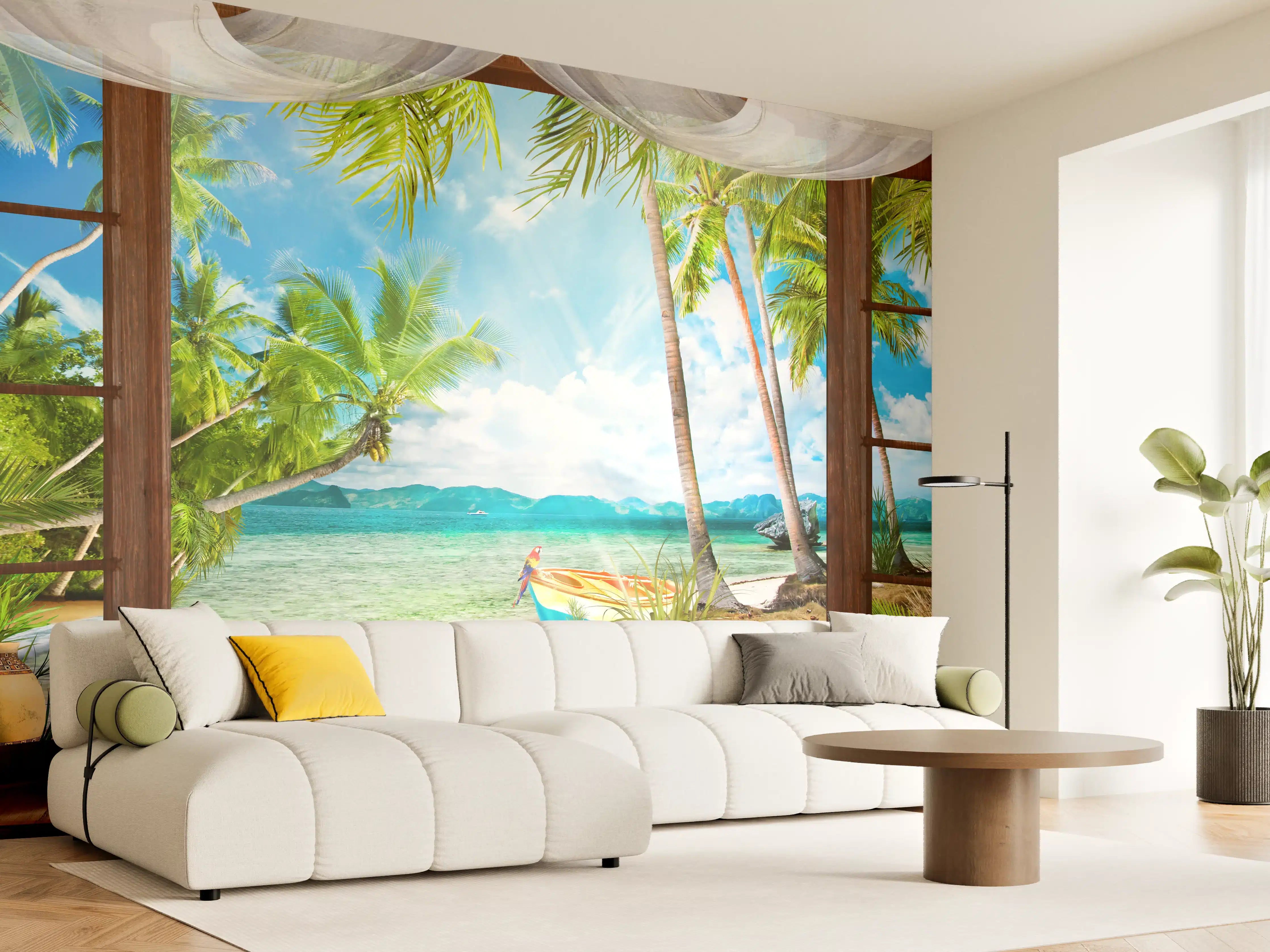 Wandverkleidung Wohnzimmer - Bungalow mit Blick aufs Meer