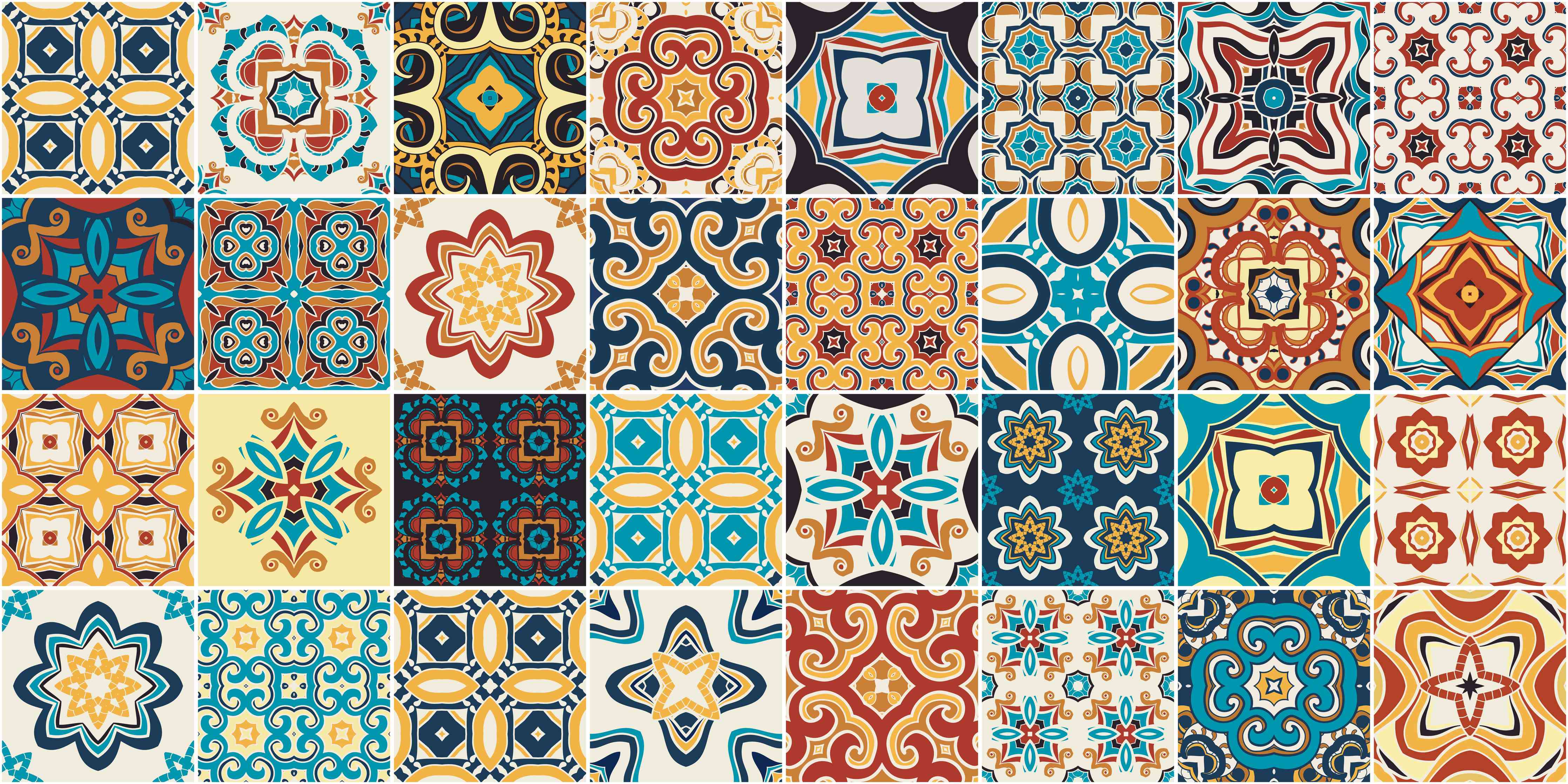 Wandverkleidung Wohnzimmer-Bunte Fliesen Mosaik Designs
