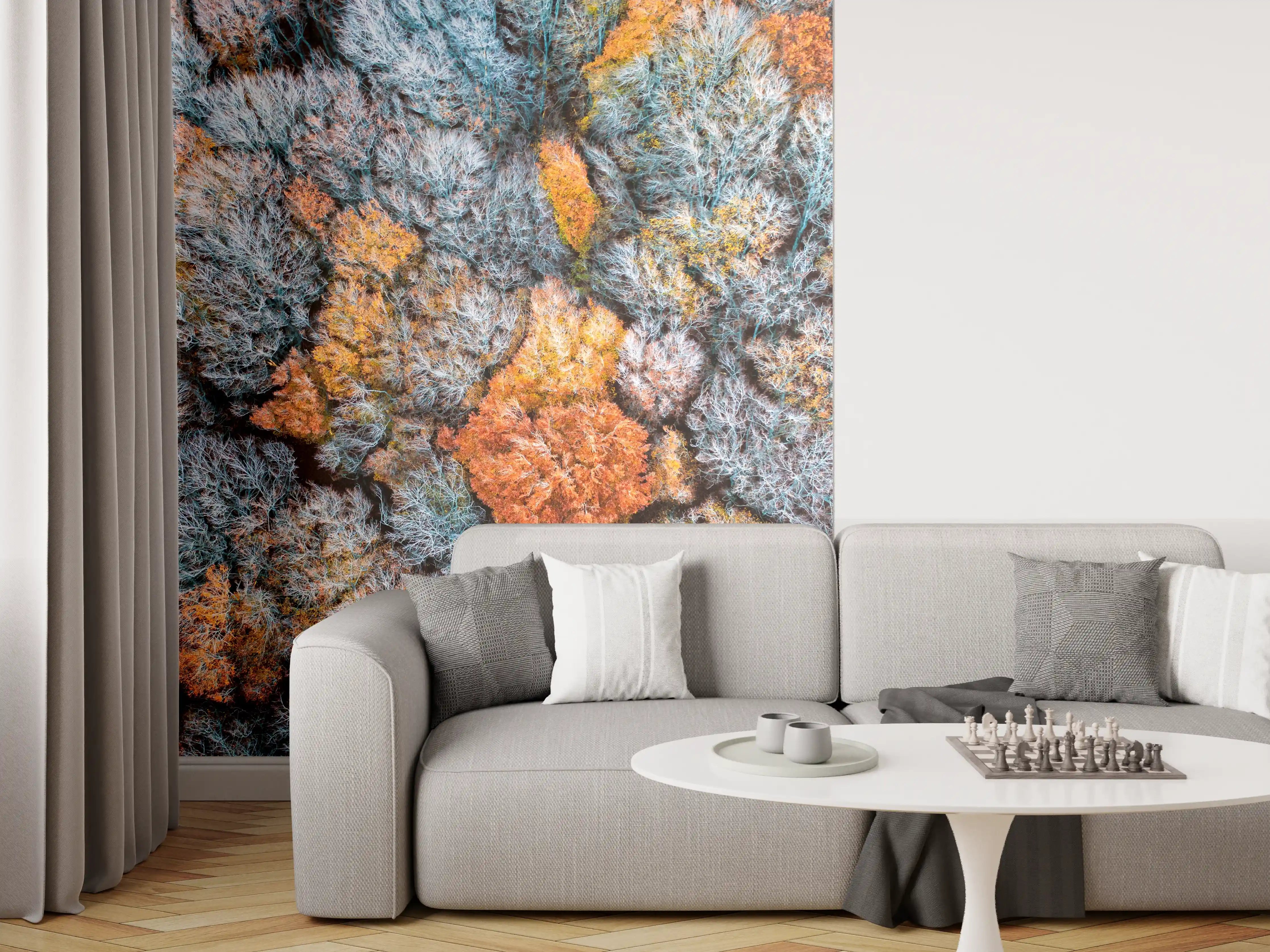 Wandverkleidung Wohnzimmer - Bunte Herbstwaldlandschaft