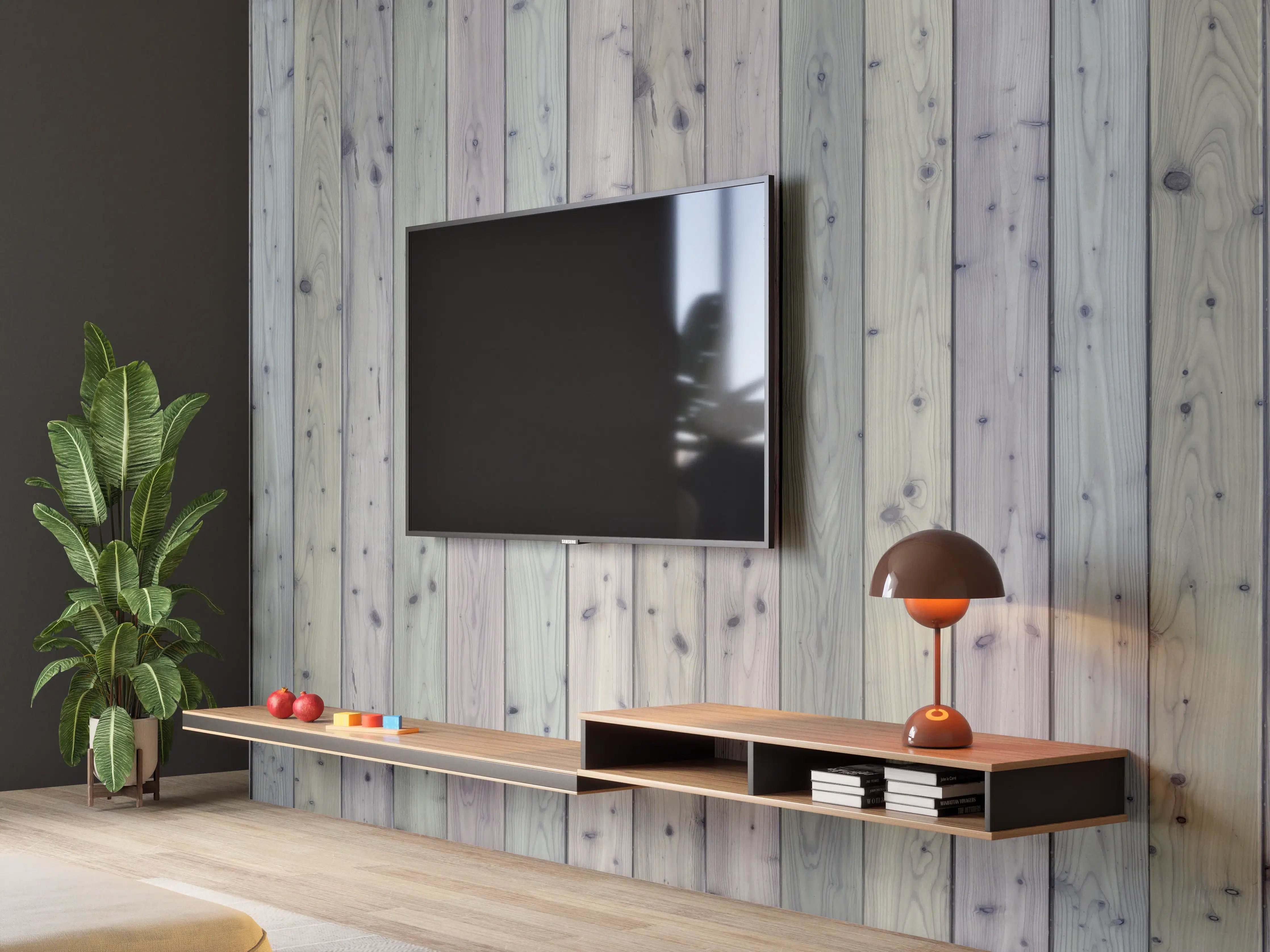 Wandverkleidung Wohnzimmer - Bunte Holz Wand Textur