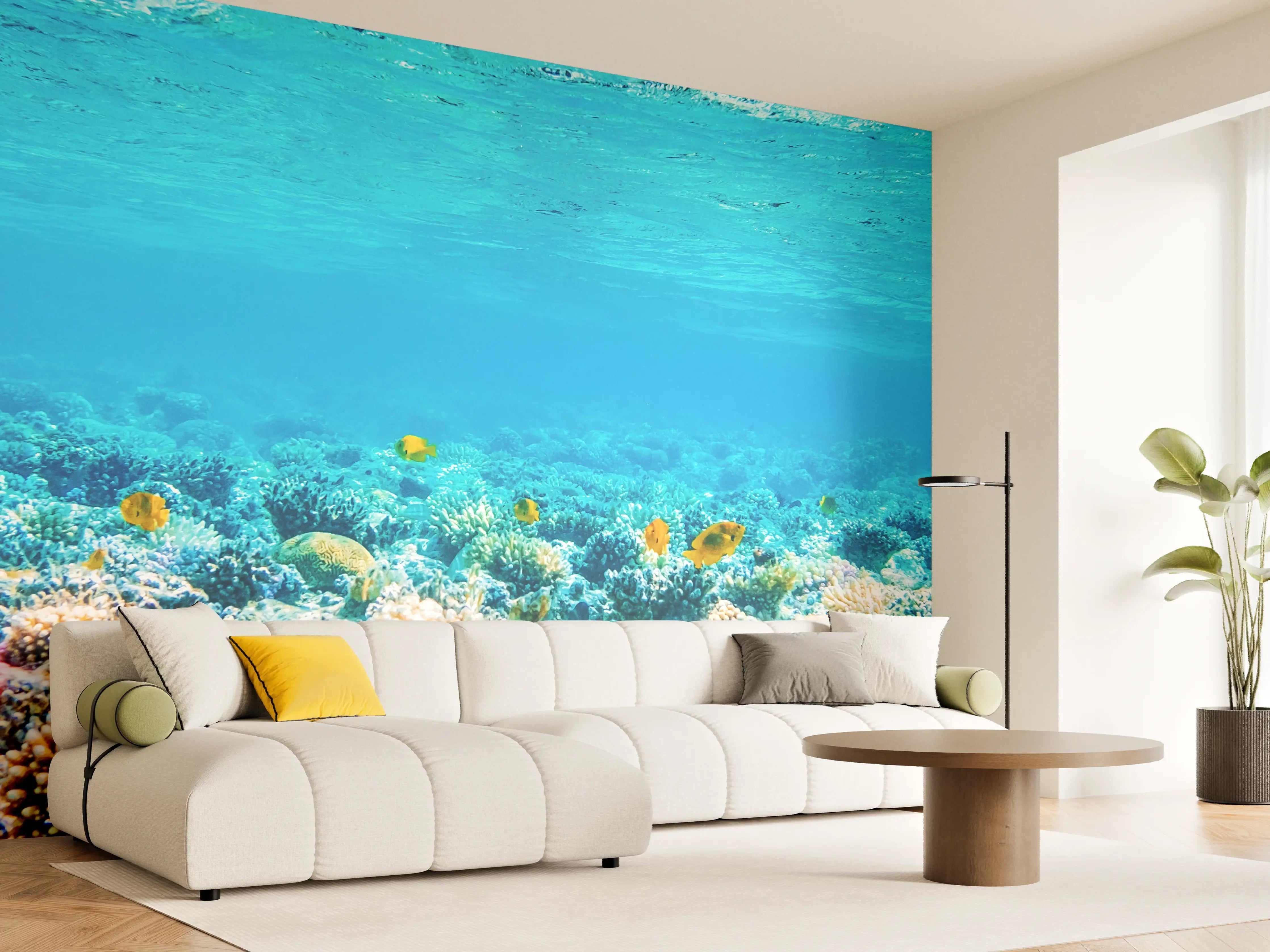 Wandverkleidung Wohnzimmer - Bunte Korallenriff-Unterwasserwelt