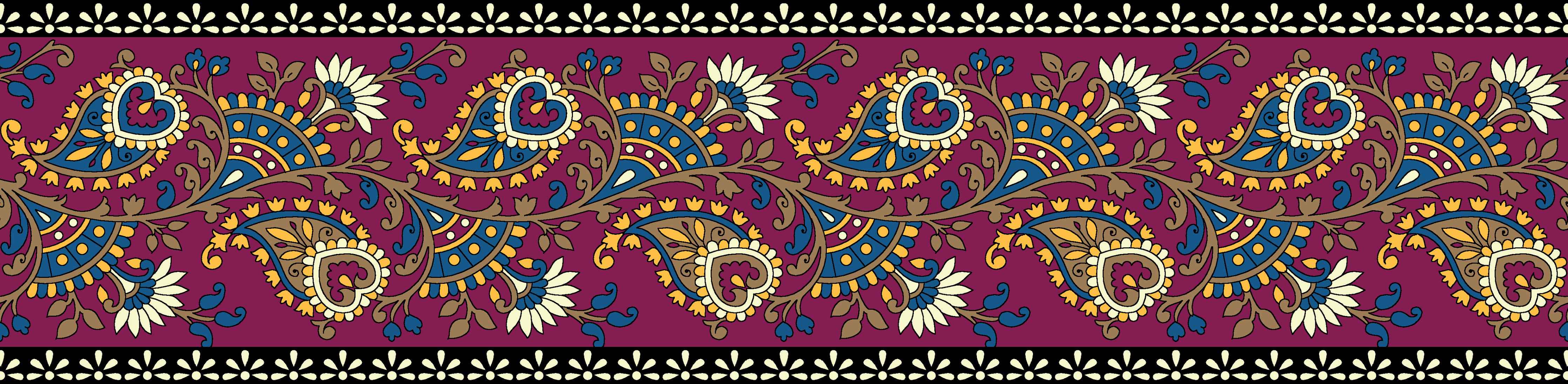 Wandverkleidung Wohnzimmer-Bunte Paisley-Muster mit floralen Akzenten