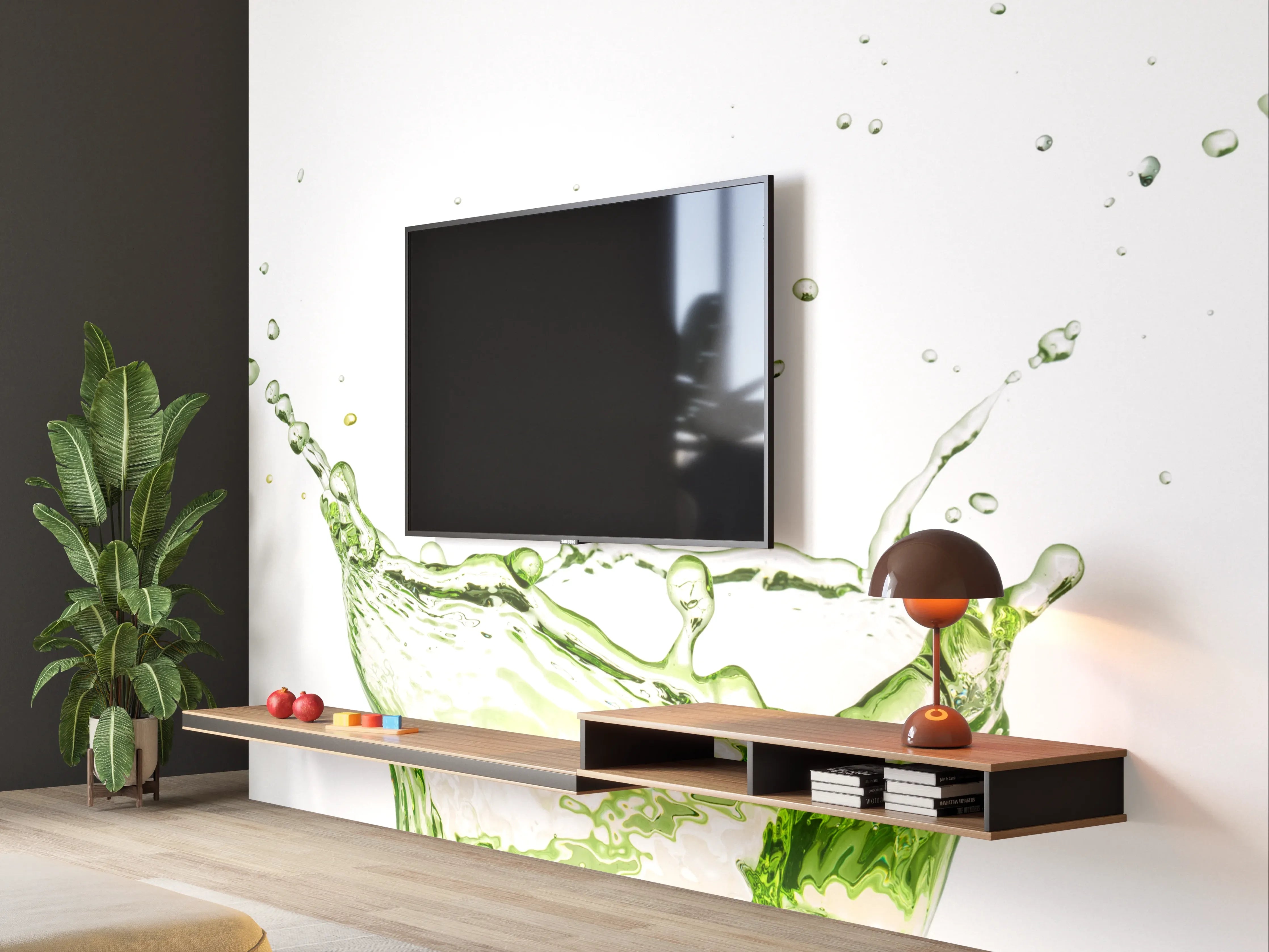 Wandverkleidung Wohnzimmer - Bunte Wasserspritzer