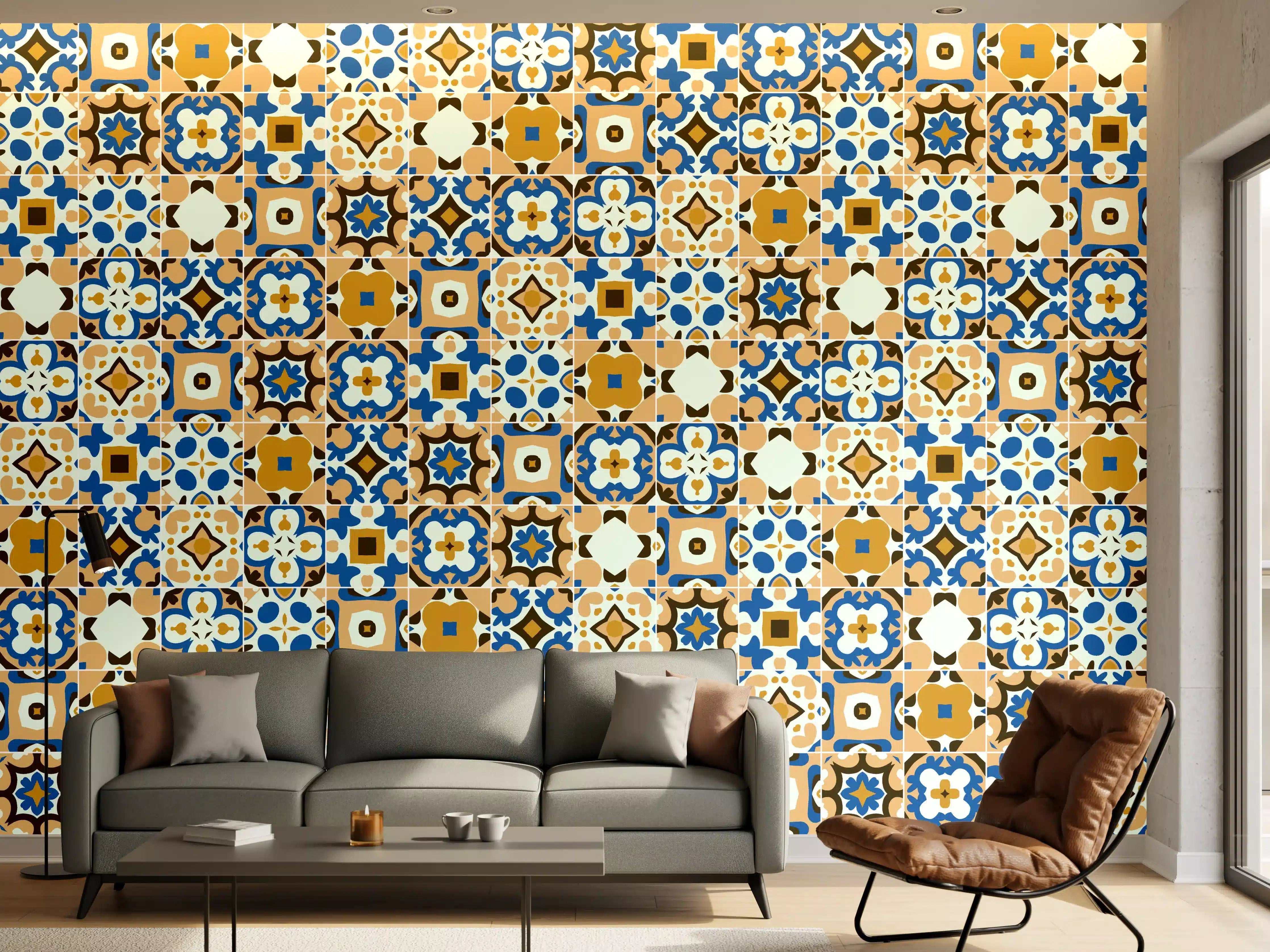 Wandverkleidung Wohnzimmer - Bunte geflieste Mosaikfliese