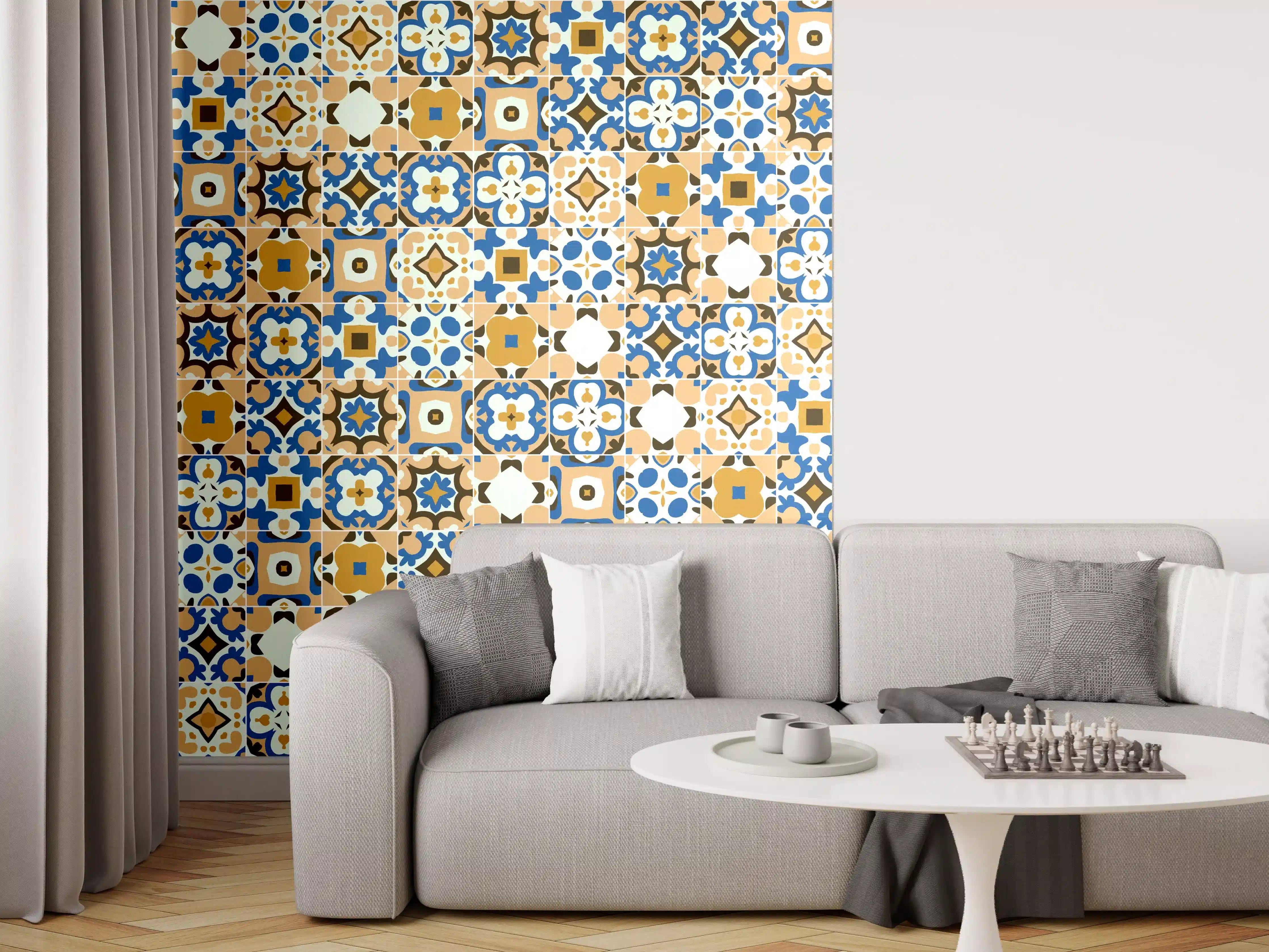 Wandverkleidung Wohnzimmer - Bunte geflieste Mosaikfliese