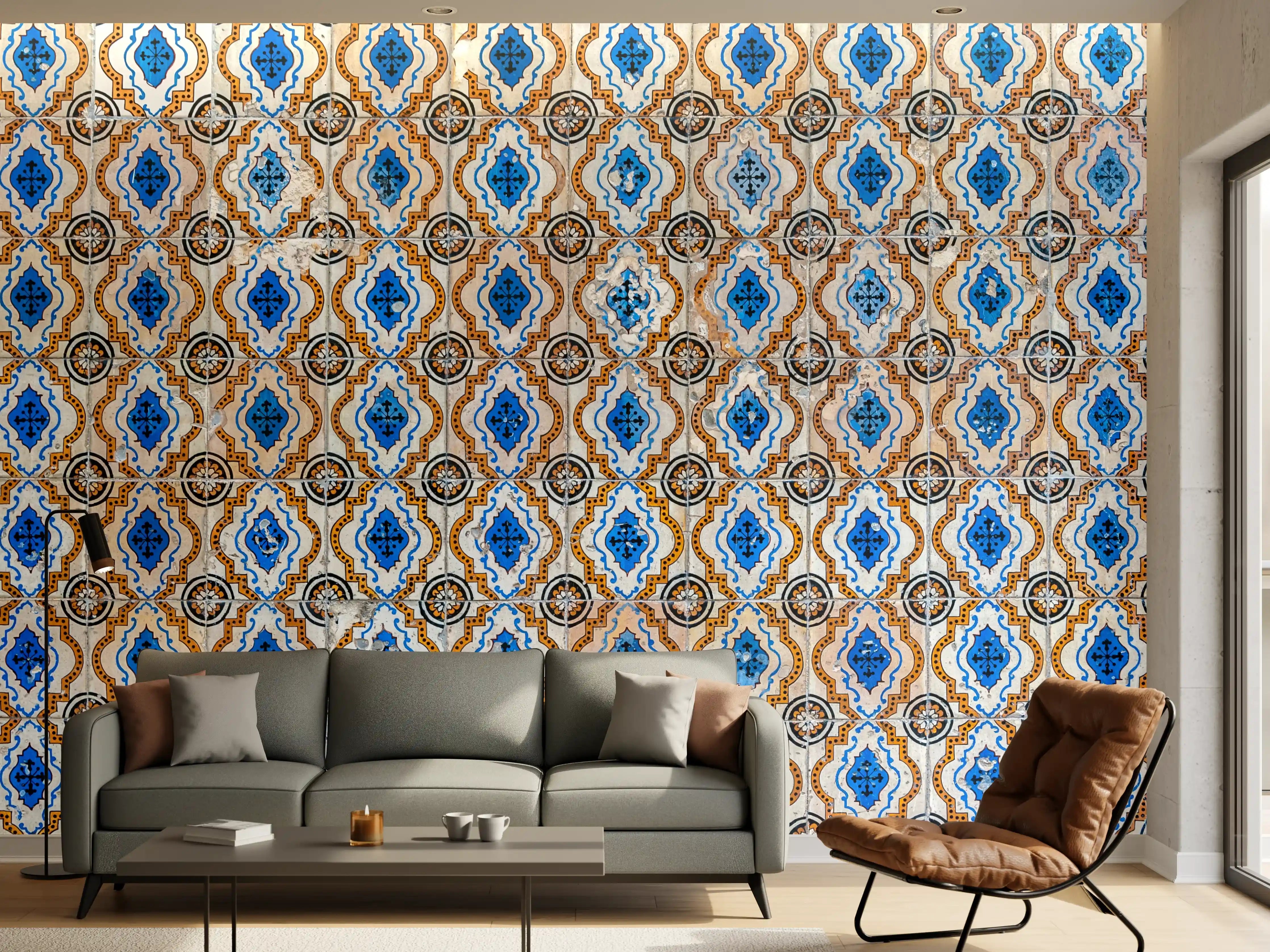 Wandverkleidung Wohnzimmer - Bunte geometrische Fliesenmuster