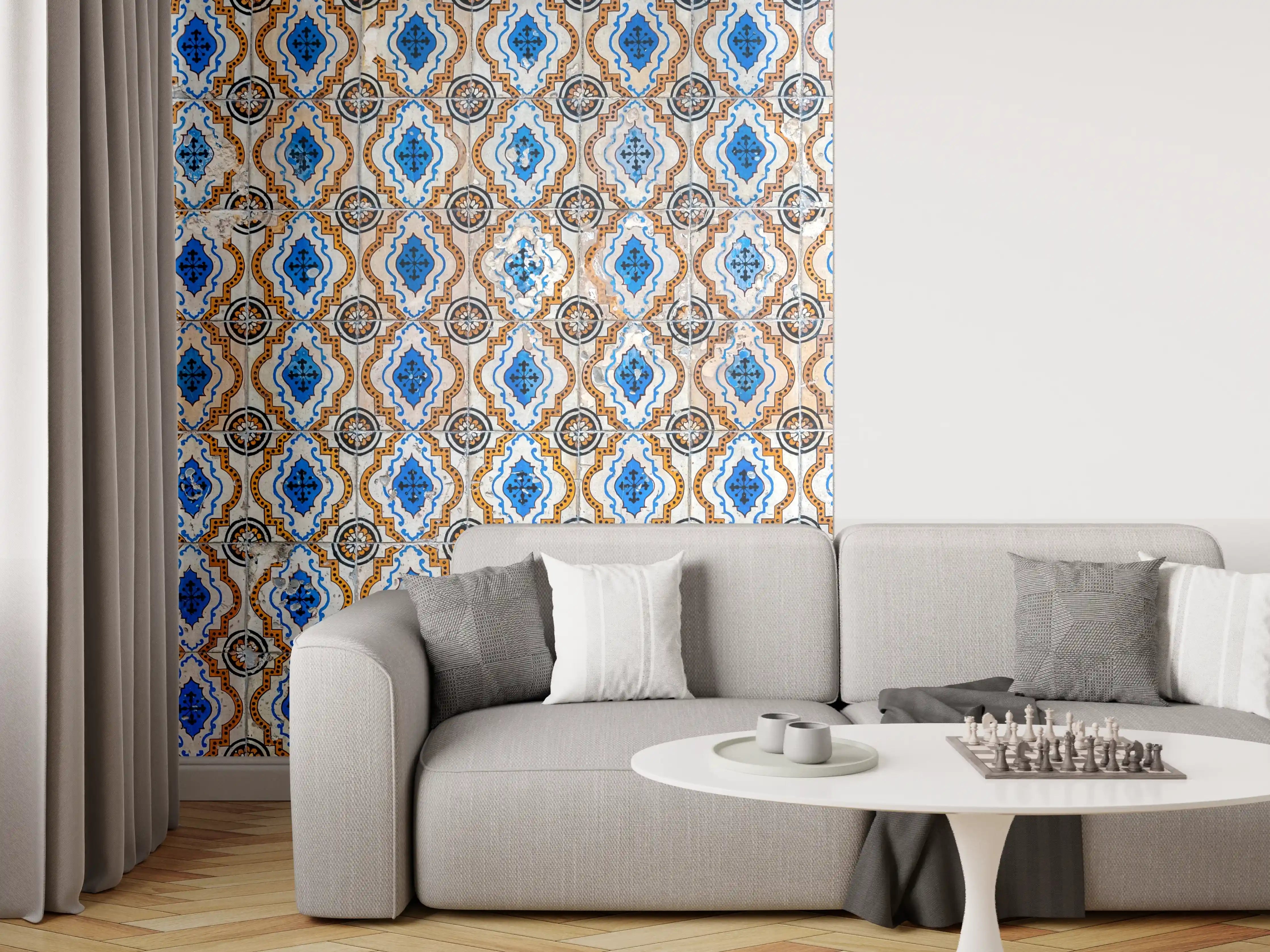 Wandverkleidung Wohnzimmer - Bunte geometrische Fliesenmuster