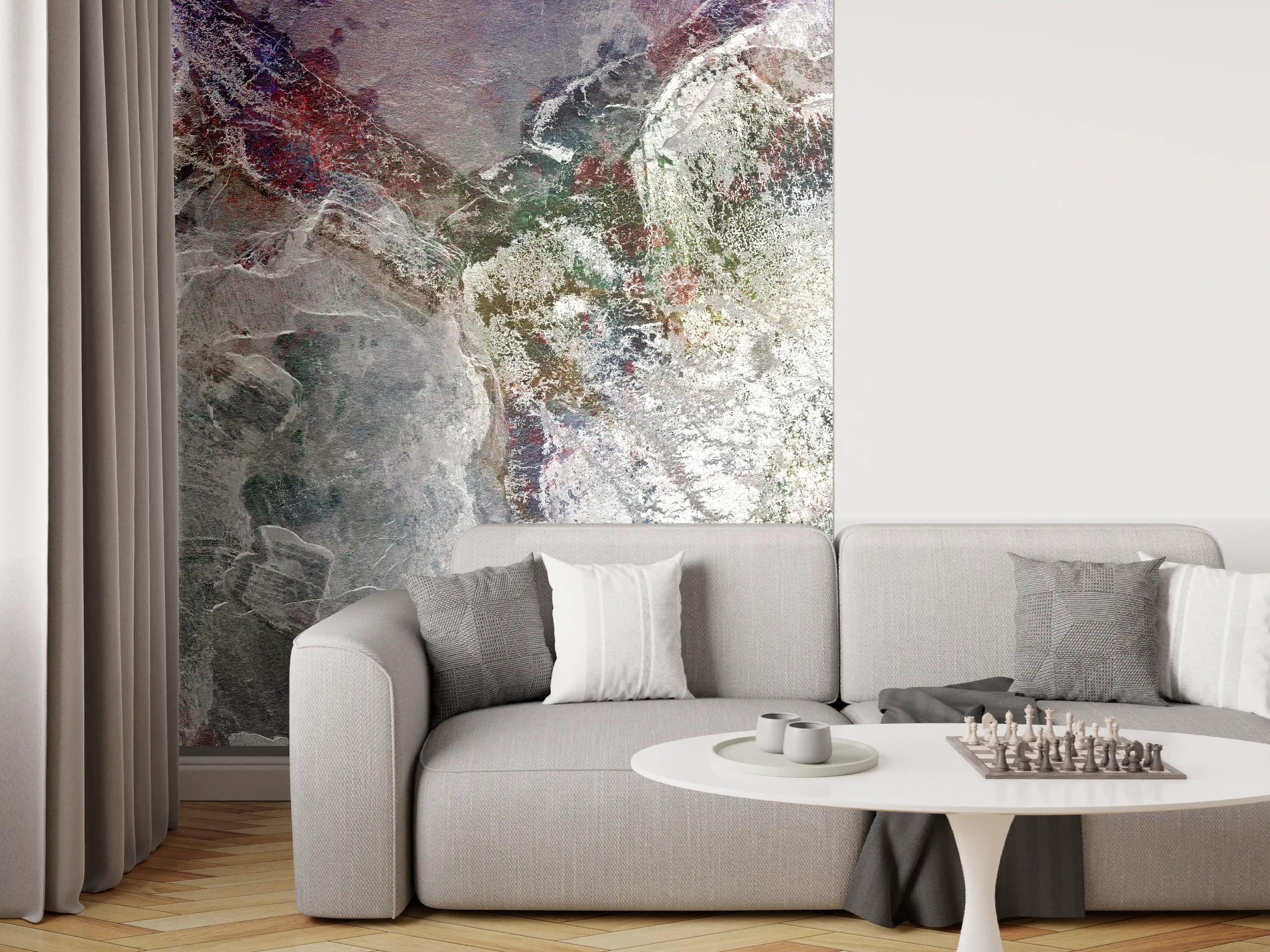 Wandverkleidung Wohnzimmer - Bunte natürliche Marmortextur