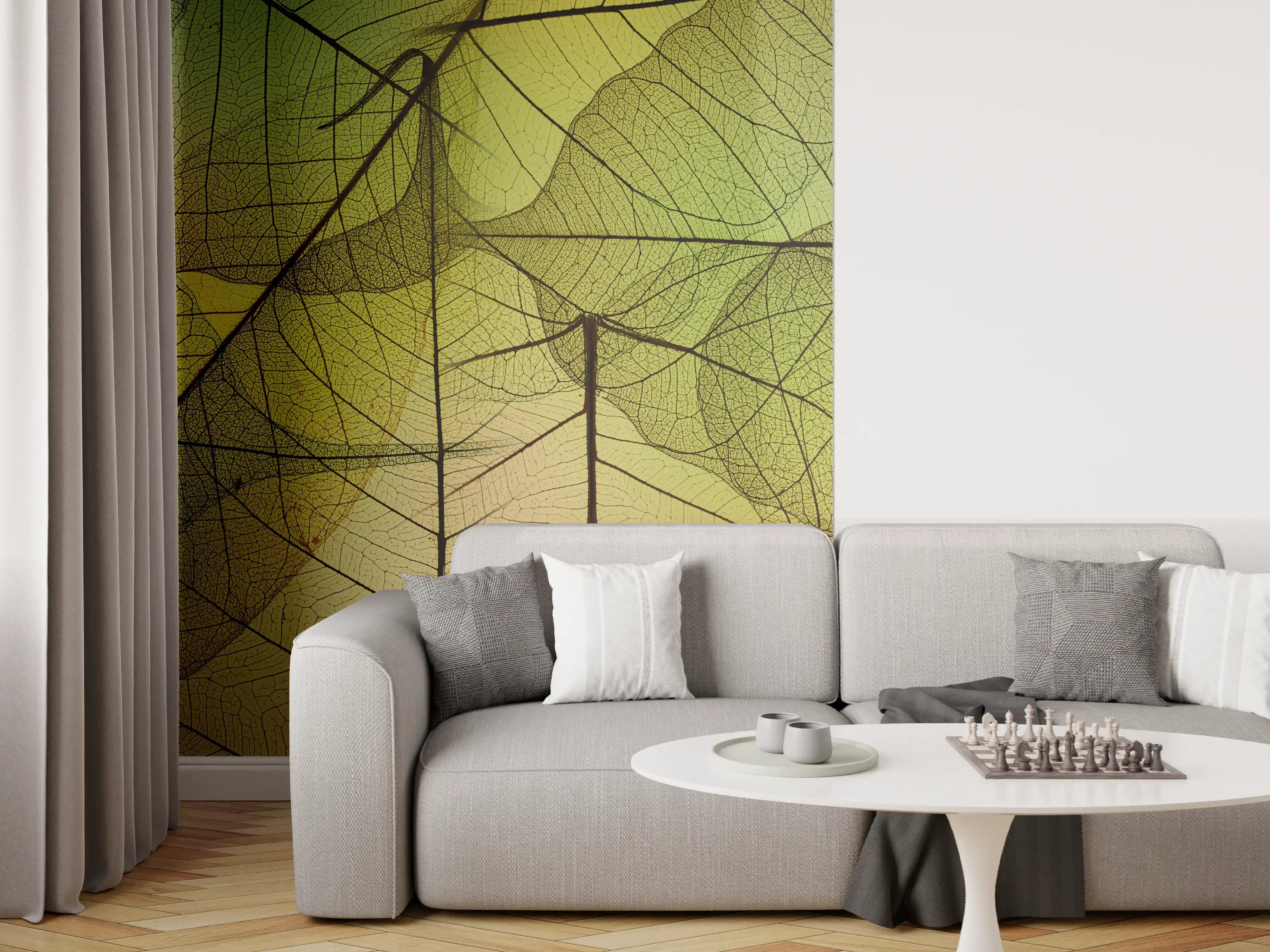 Wandverkleidung Wohnzimmer - Buntes Blattadern Makrofoto