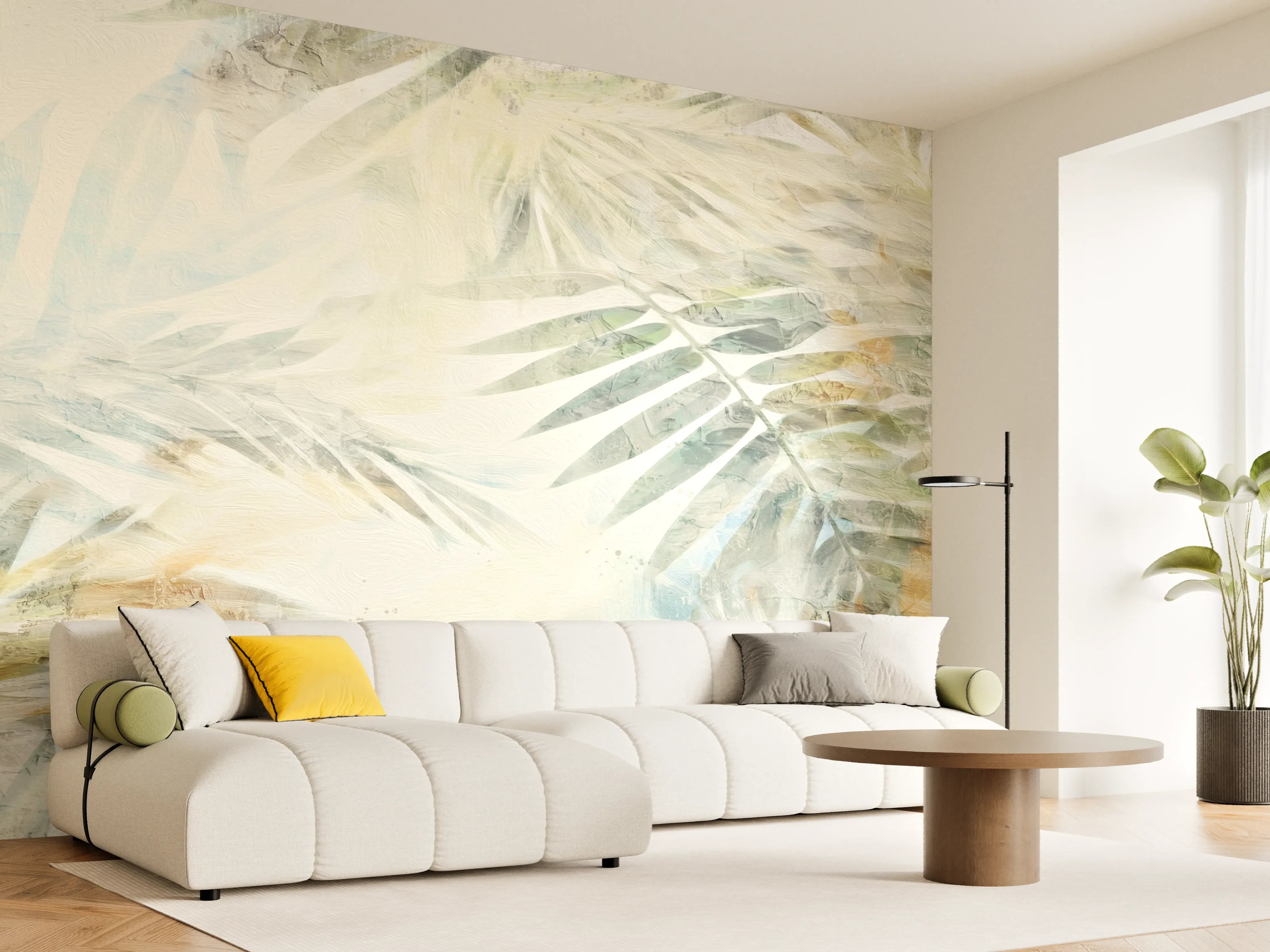 Wandverkleidung Wohnzimmer - Buntes Dschungel Gemälde