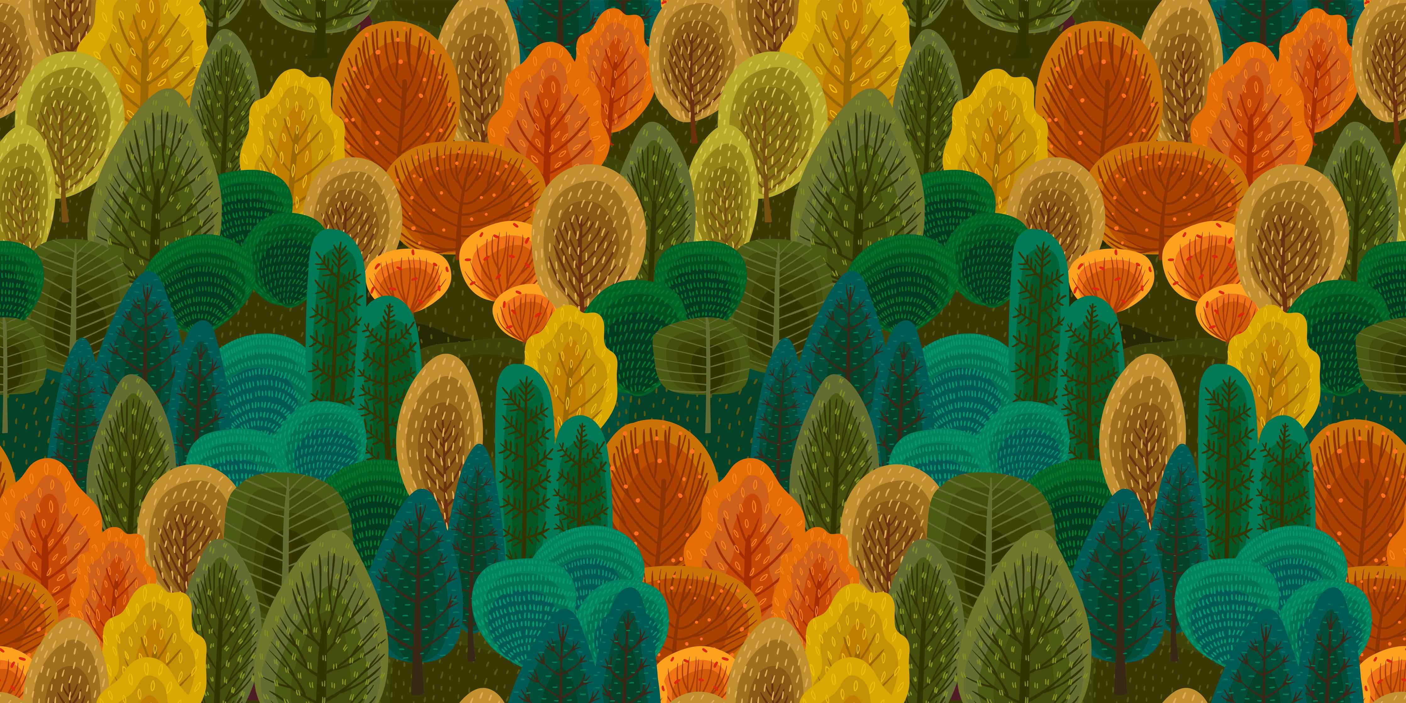 Wandverkleidung Wohnzimmer-Buntes Waldmuster Design