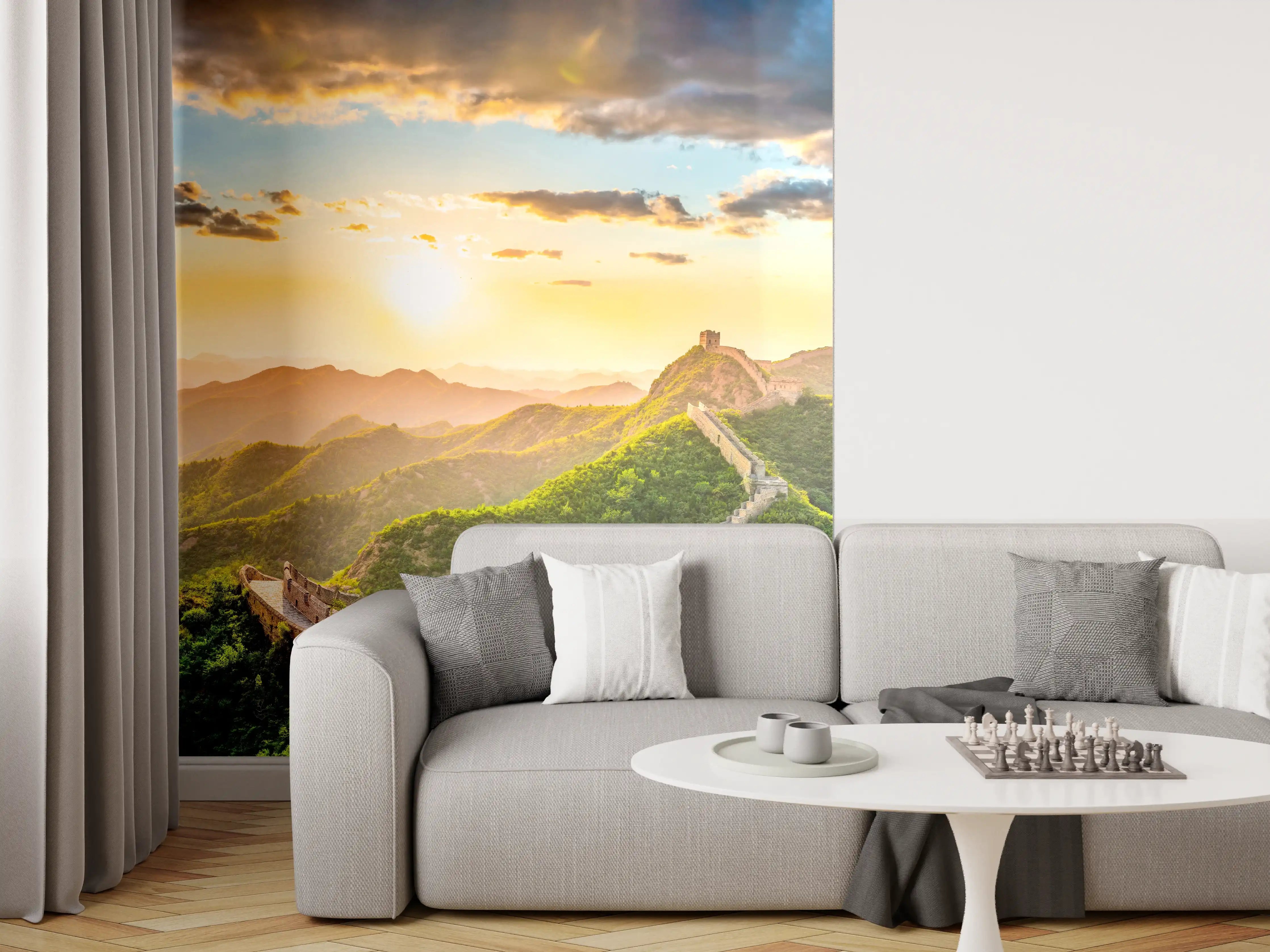 Wandverkleidung Wohnzimmer - Chinesische Mauer im Sonnenuntergang