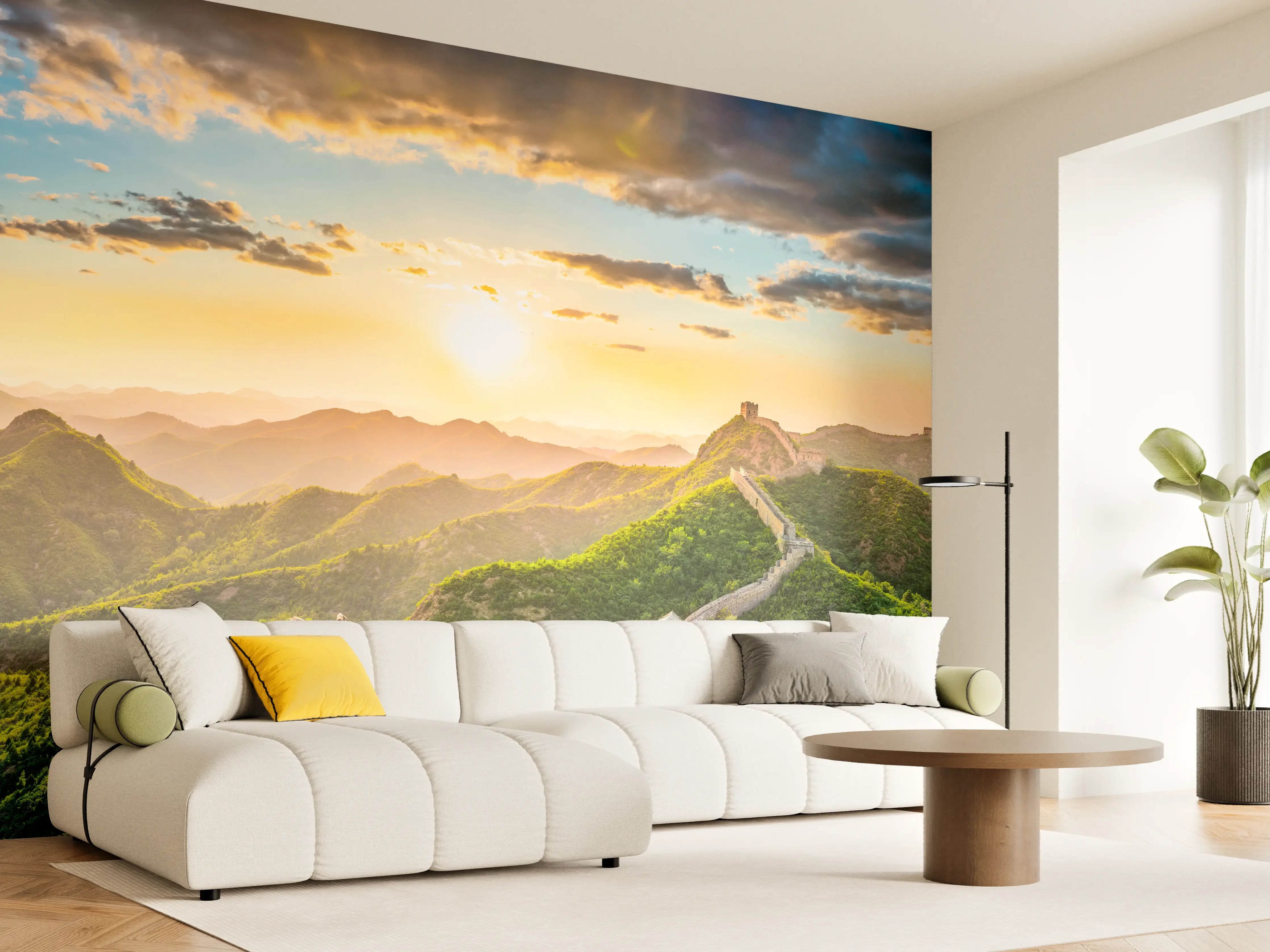 Wandverkleidung Wohnzimmer - Chinesische Mauer im Sonnenuntergang