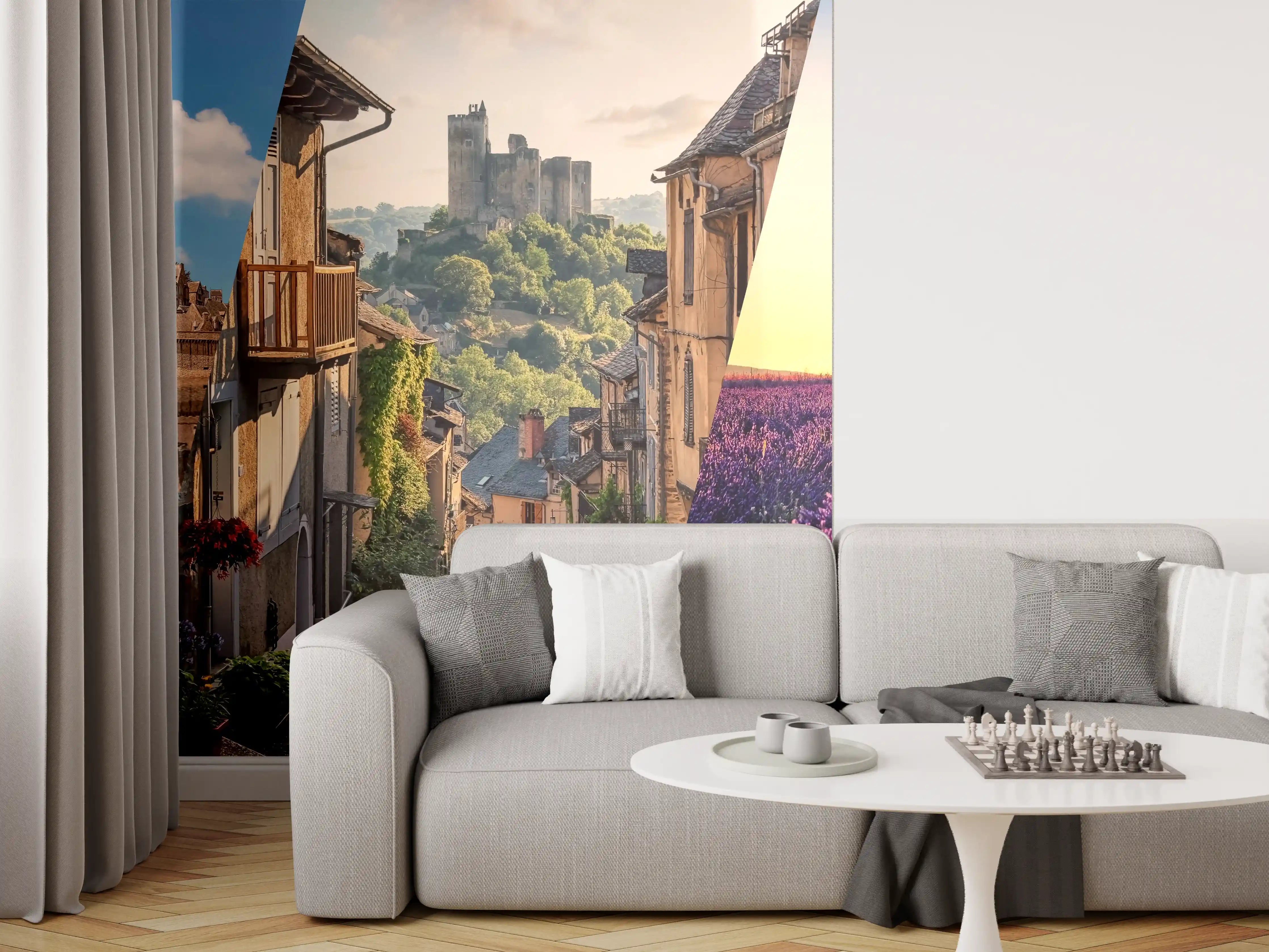 Wandverkleidung Wohnzimmer - Collage von Sehenswürdigkeiten