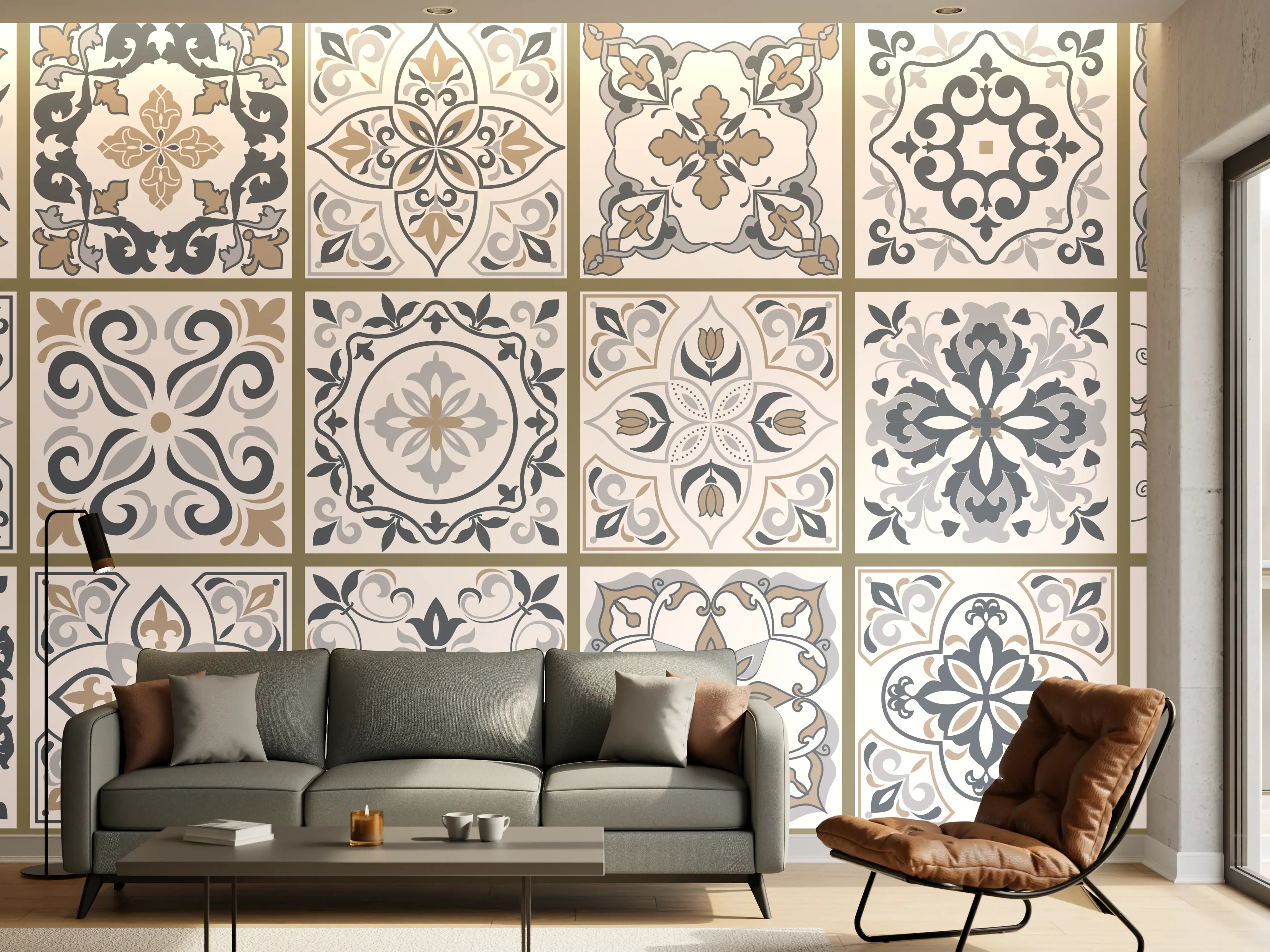 Wandverkleidung Wohnzimmer - Dekorative Musterfliesen