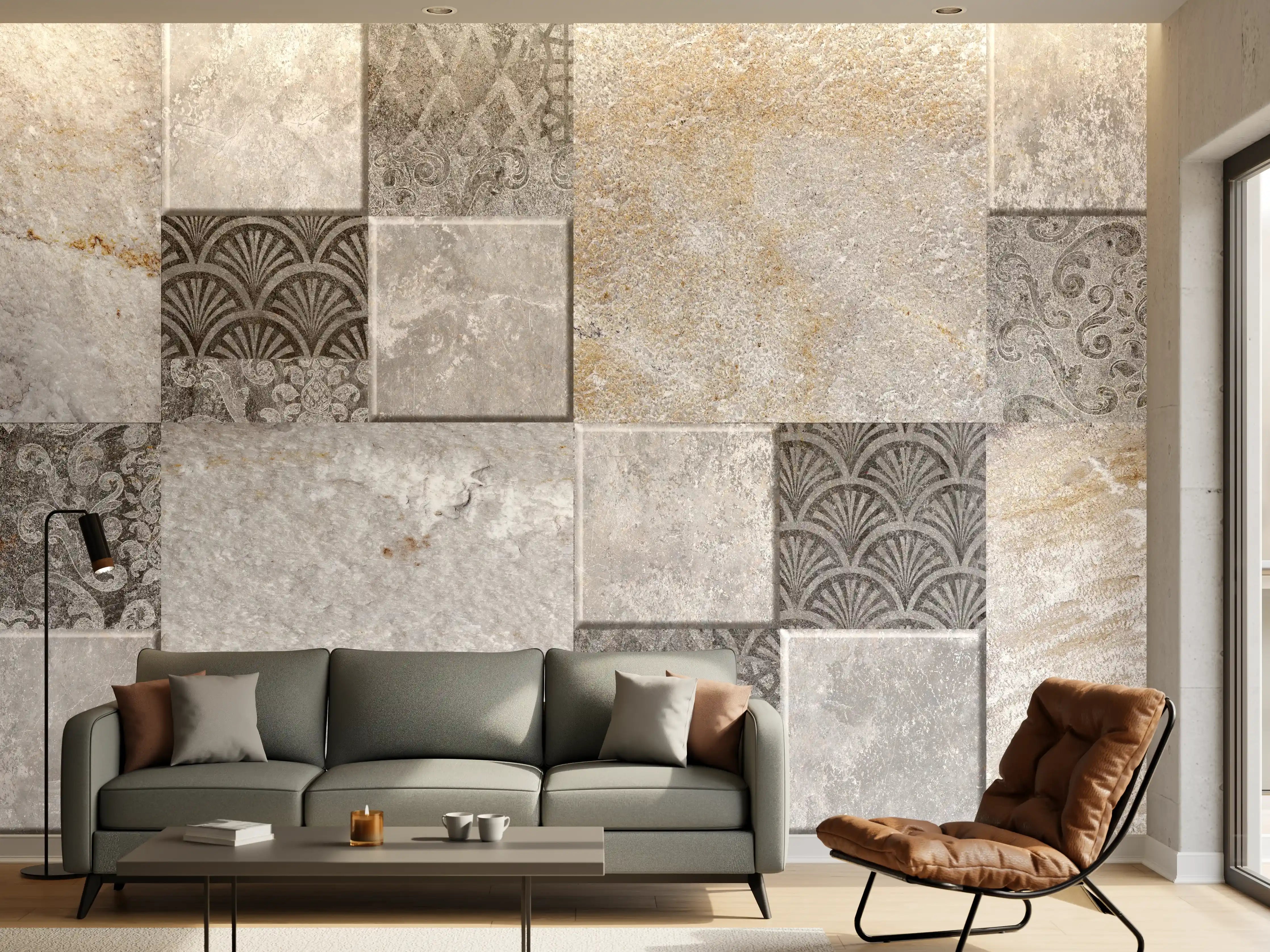 Wandverkleidung Wohnzimmer - Dekorativer Steinmosaik
