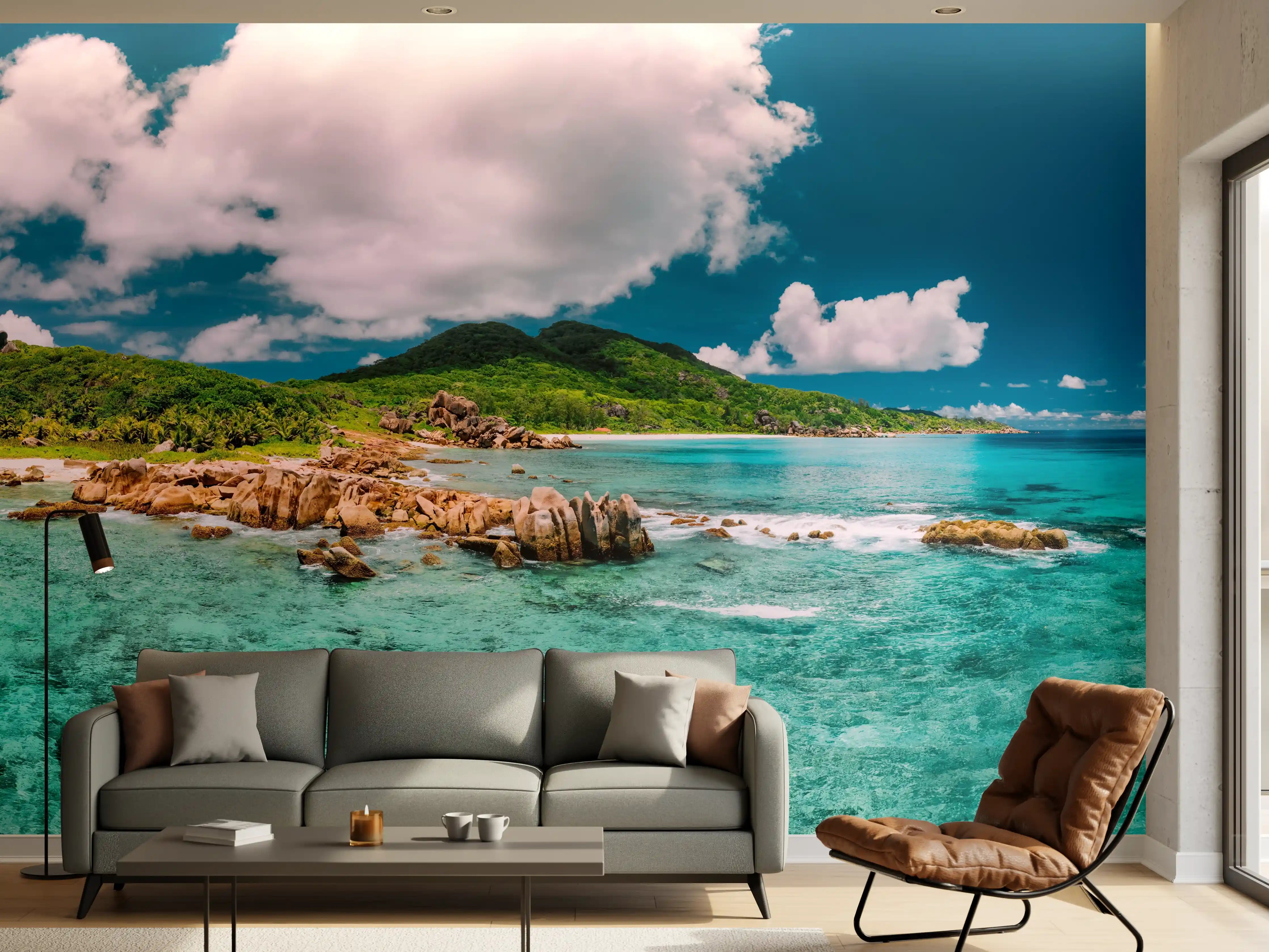 Wandverkleidung Wohnzimmer - Der Strand Grand Anse - La Digue