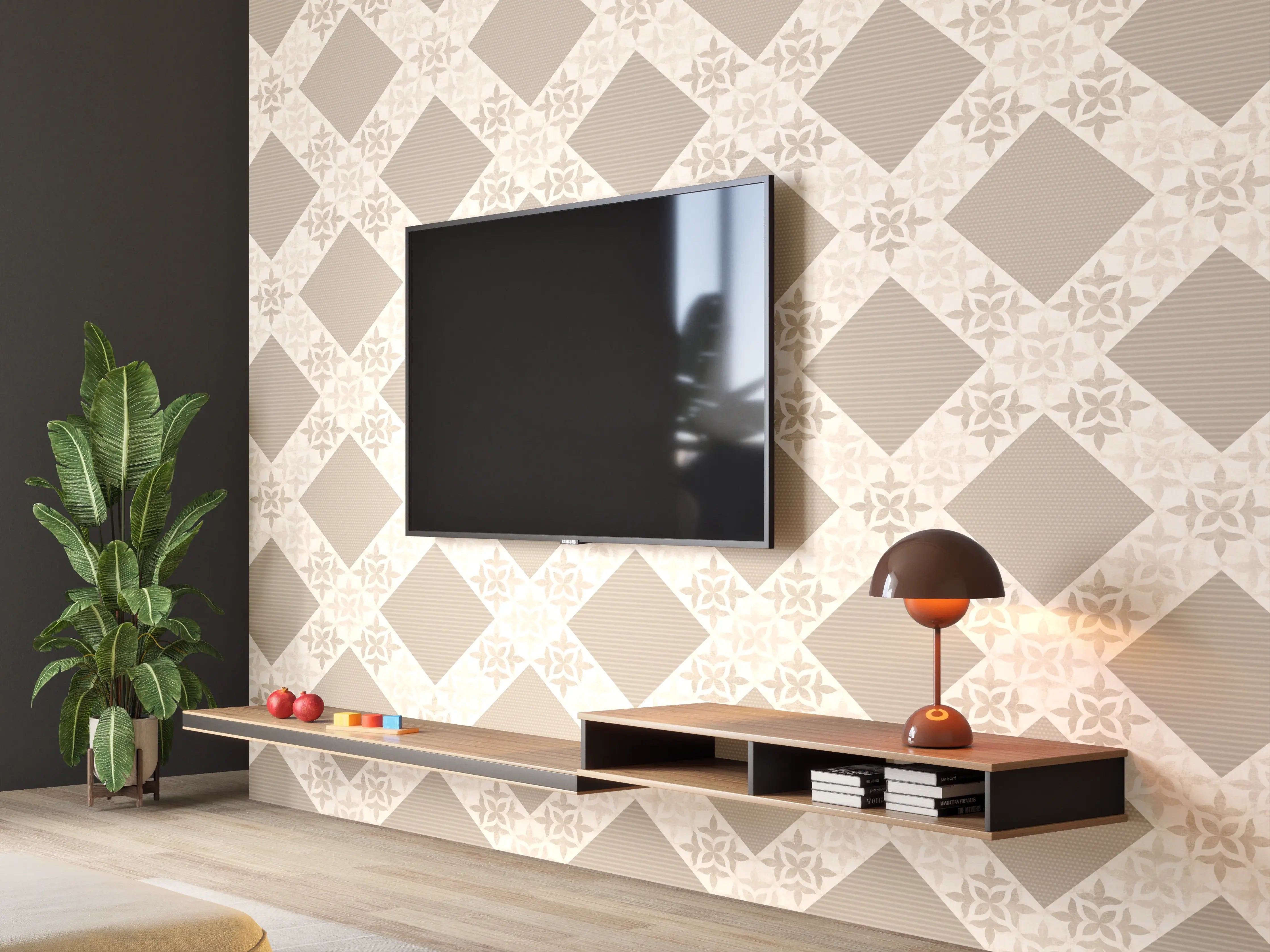 Wandverkleidung Wohnzimmer - Design im Ornament Muster
