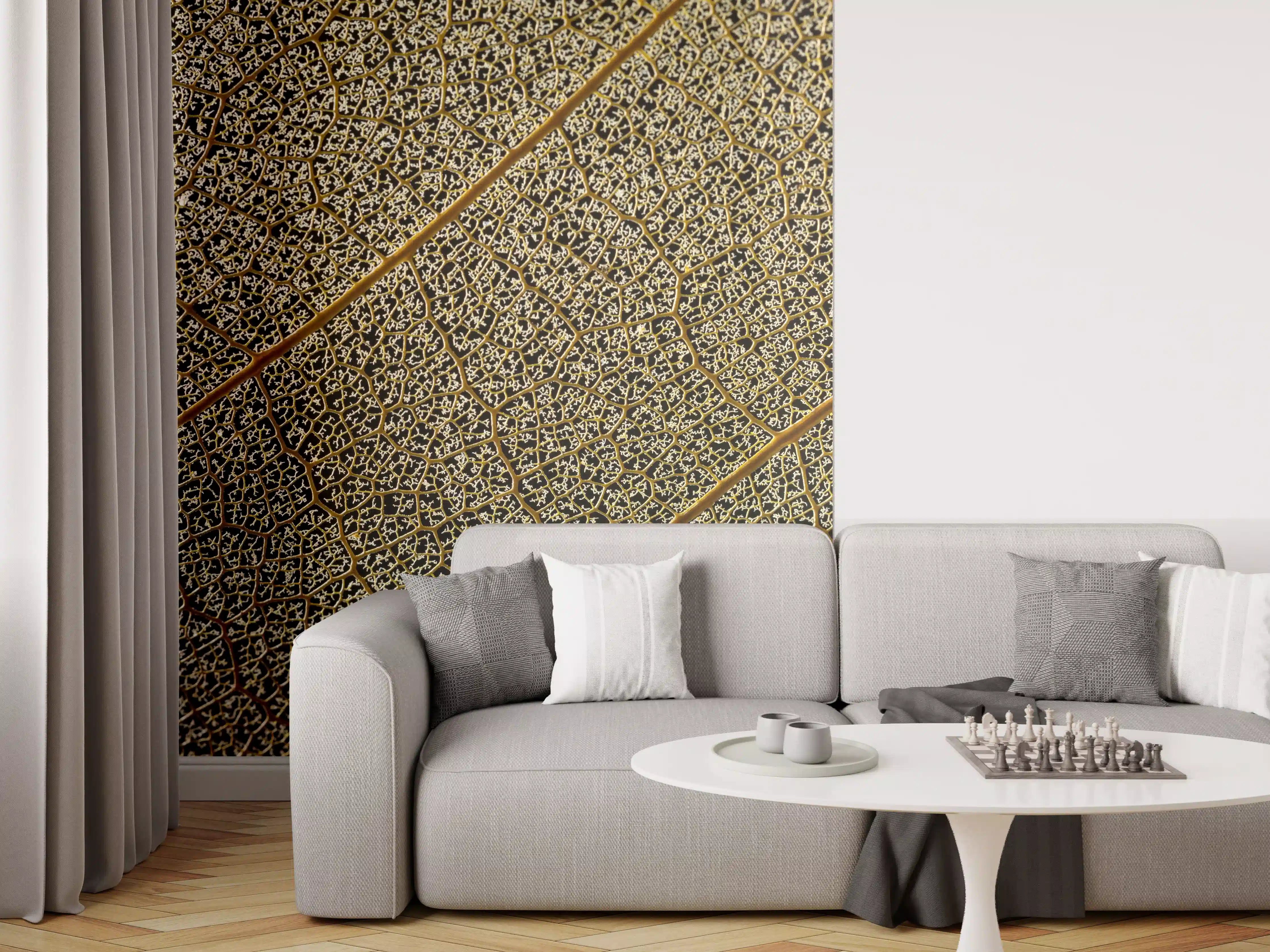 Wandverkleidung Wohnzimmer - Detailreiche Makroaufnahme eines Blattes mit feinen Linien