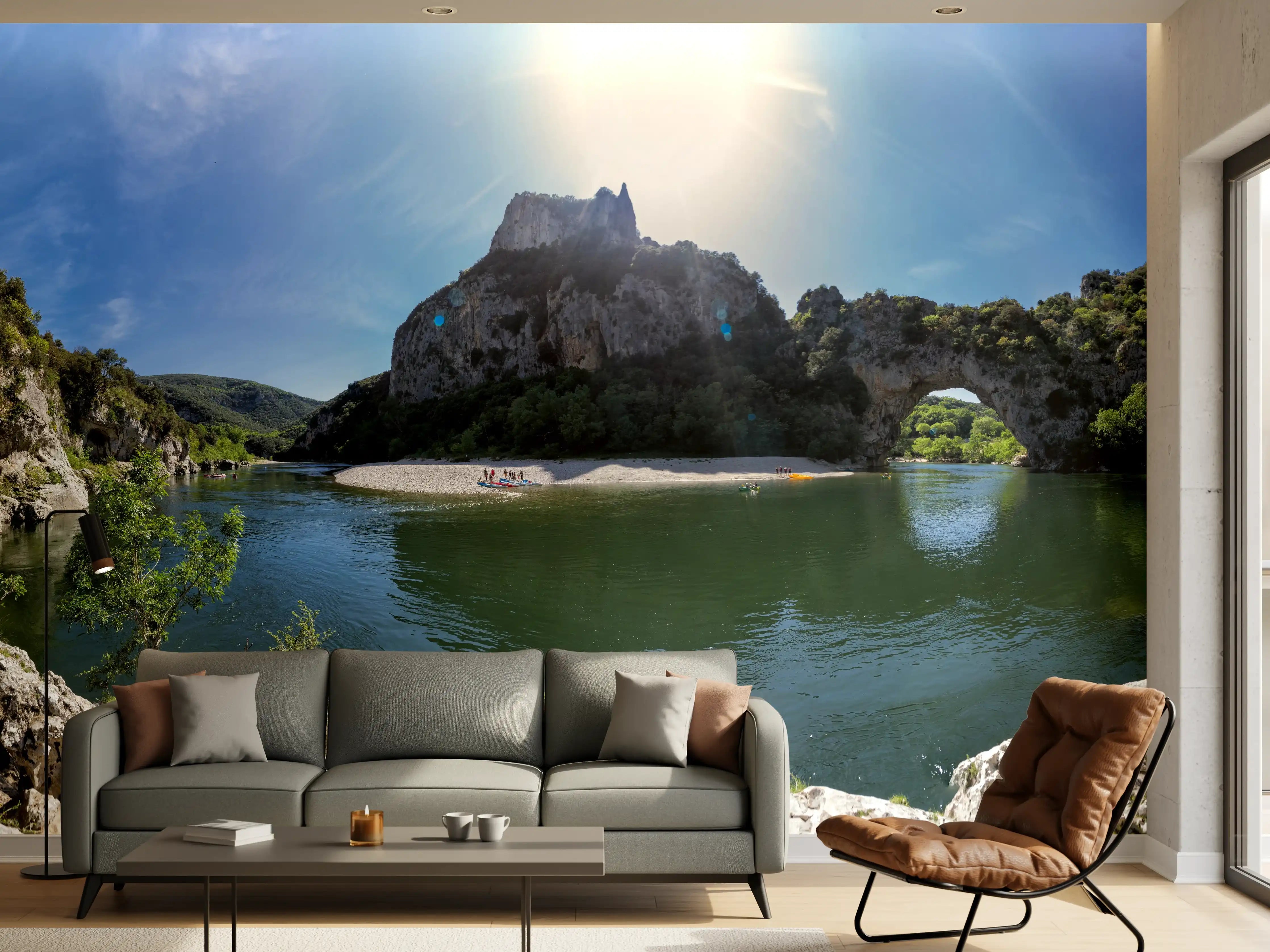 Wandverkleidung Wohnzimmer - Die Schluchten der Ardèche - Frankreich