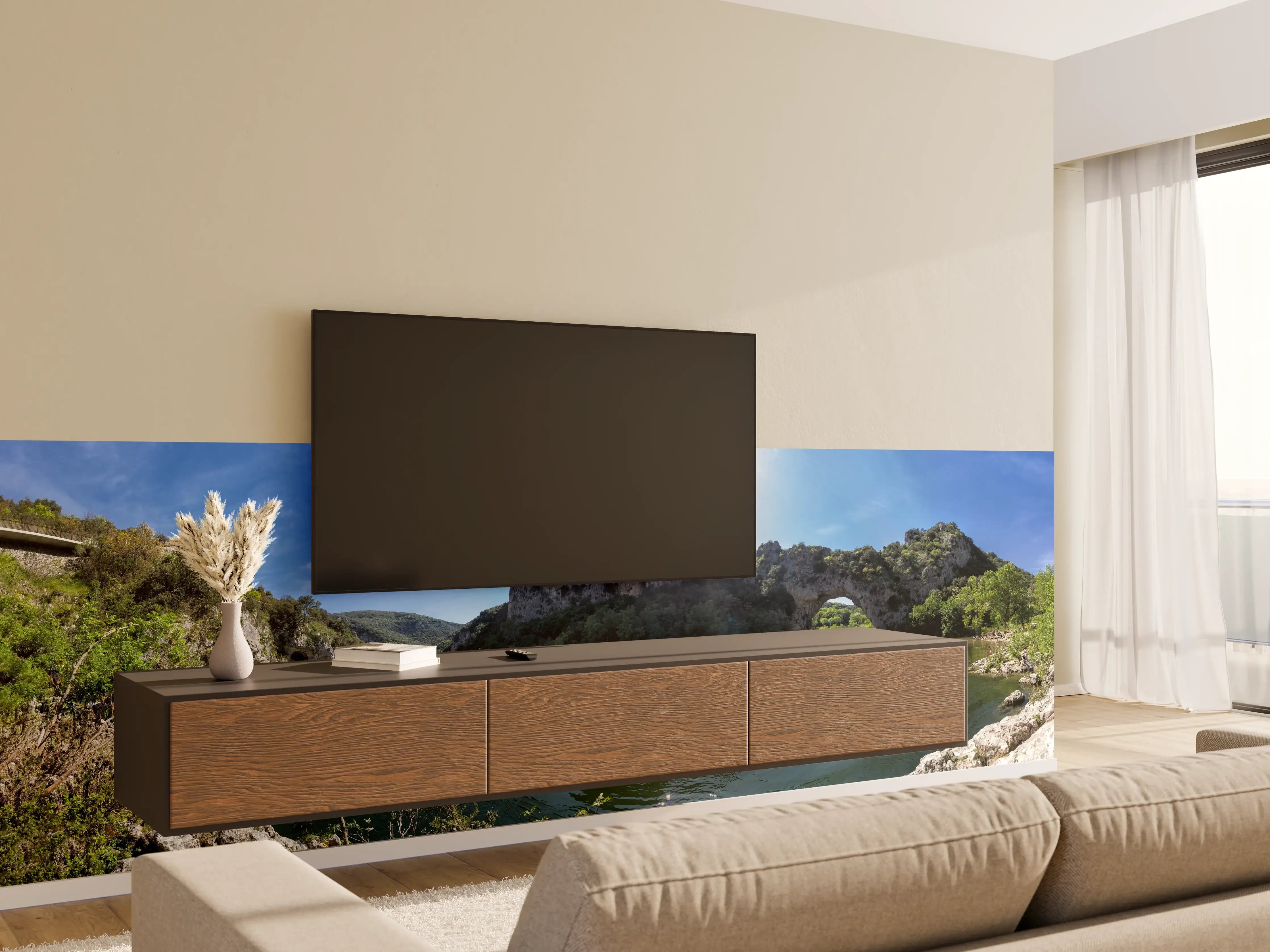 Wandverkleidung Wohnzimmer - Die Schluchten der Ardèche - Frankreich