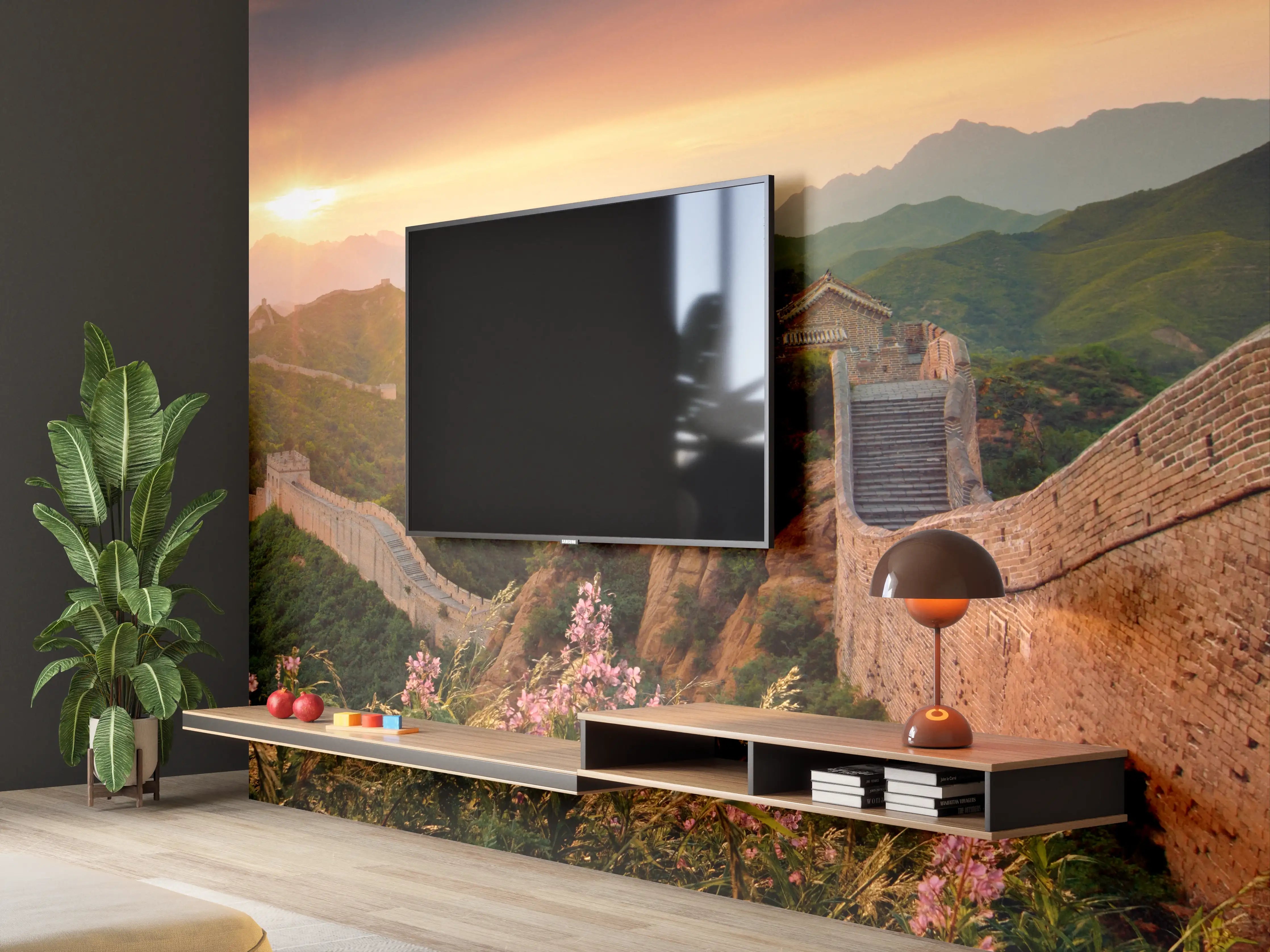 Wandverkleidung Wohnzimmer - Die beeindruckende Chinesische Mauer bei Sonnenuntergang