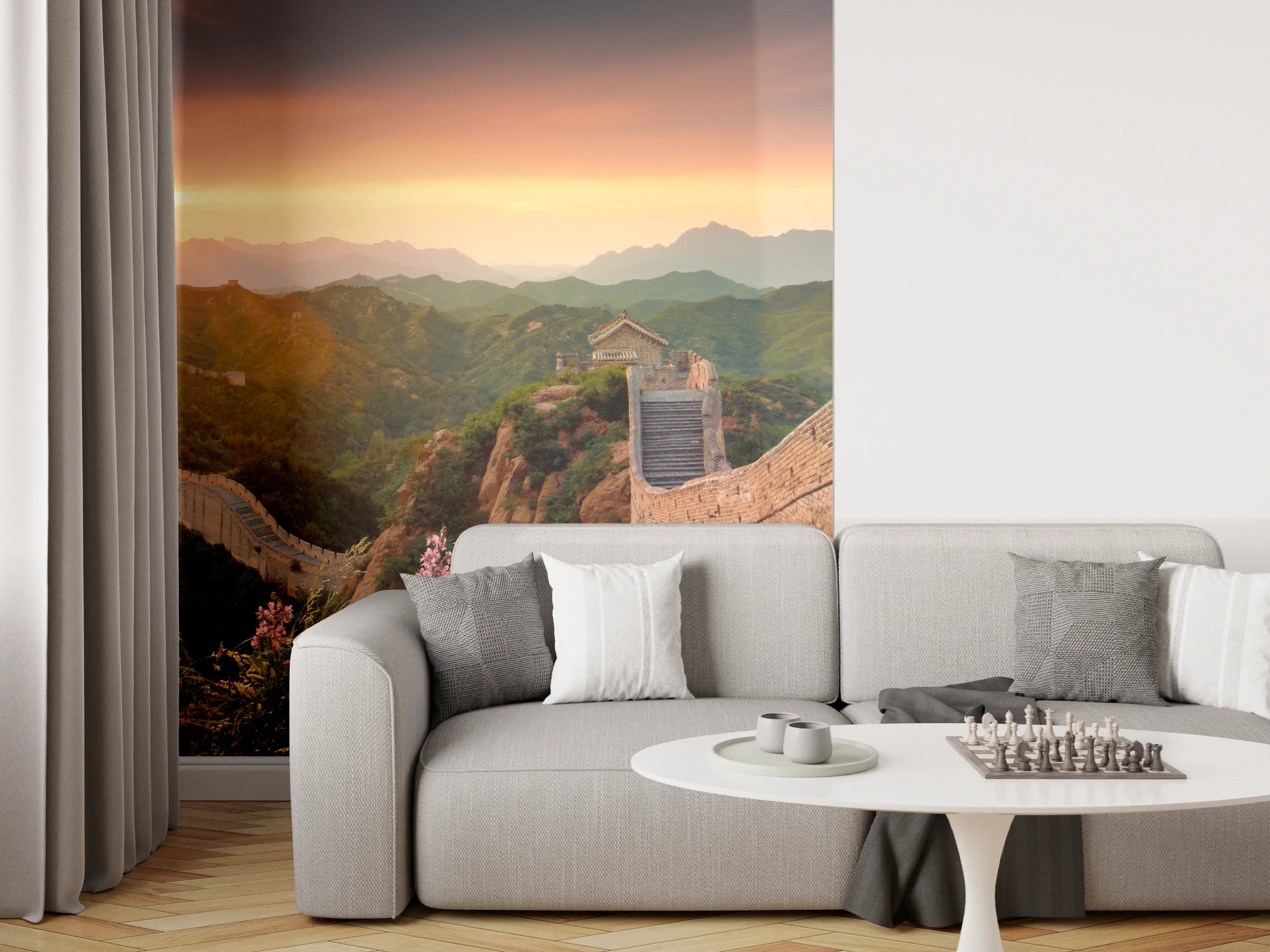 Wandverkleidung Wohnzimmer - Die beeindruckende Chinesische Mauer bei Sonnenuntergang