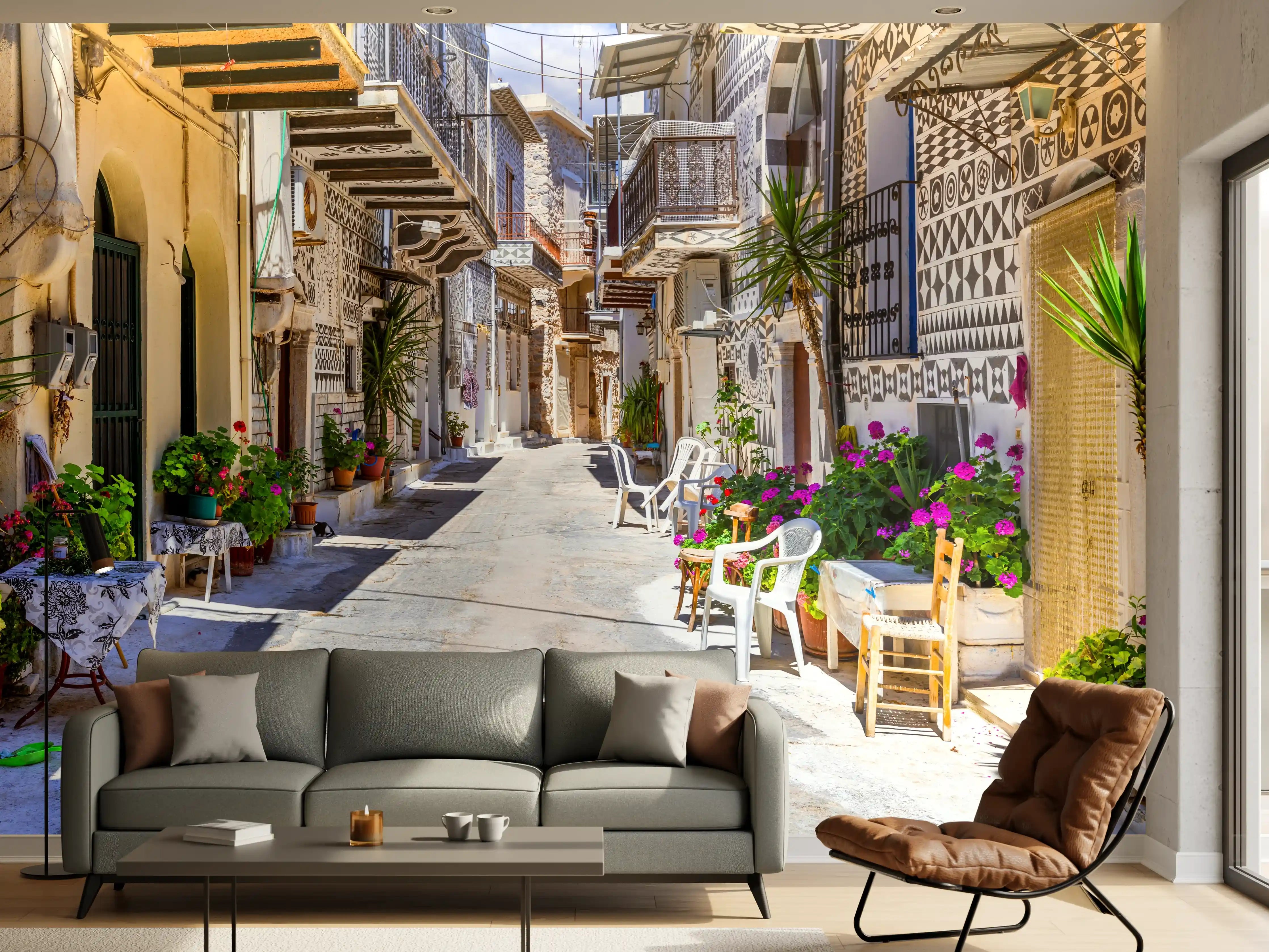Wandverkleidung Wohnzimmer - Dorf Pyrgi in Griechenland