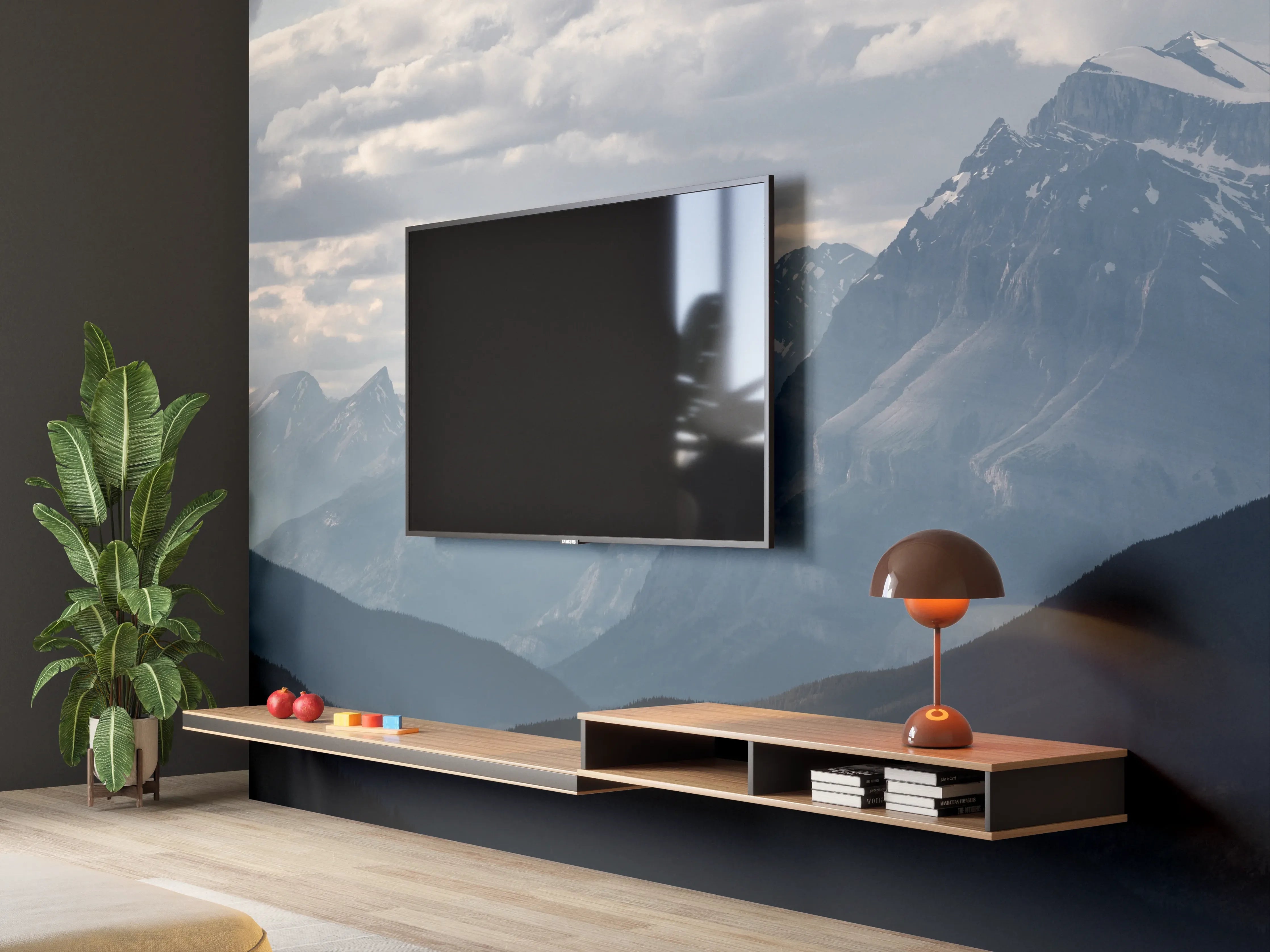 Wandverkleidung Wohnzimmer - Dramatische Landschaft entlang der Icefields Park