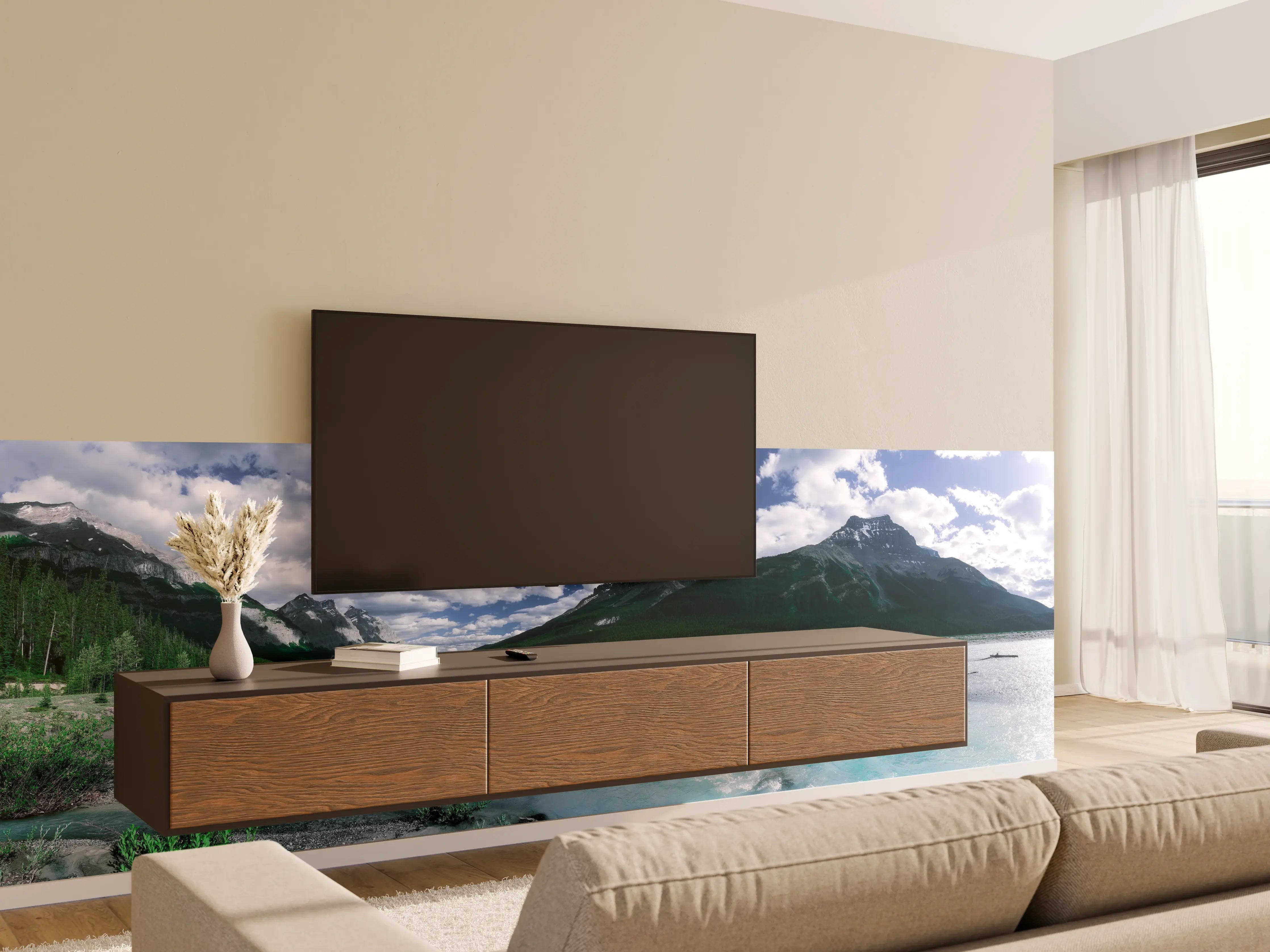 Wandverkleidung Wohnzimmer - Dramatische Landschaft entlang des Icefields Parkway